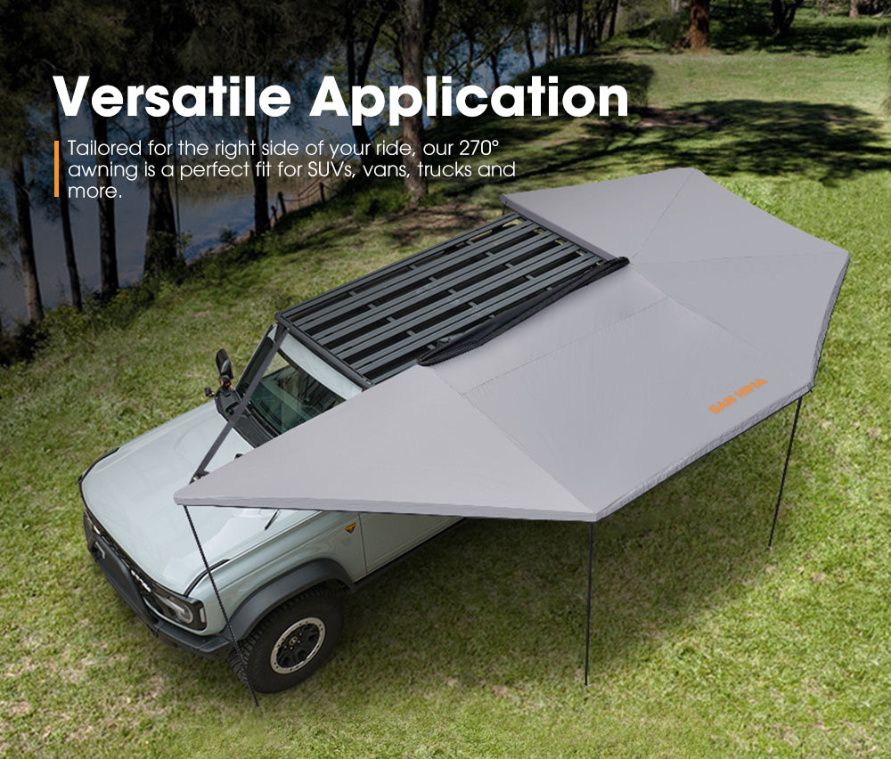 San Hima 270 Degree Free-Standing Awning With "L" Bracket 600D Double-Ripstop - Sunyee