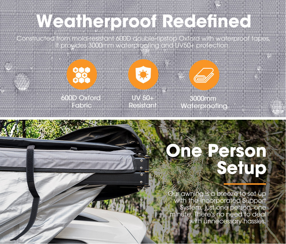 San Hima 270 Degree Free-Standing Awning With "L" Bracket 600D Double-Ripstop - Sunyee