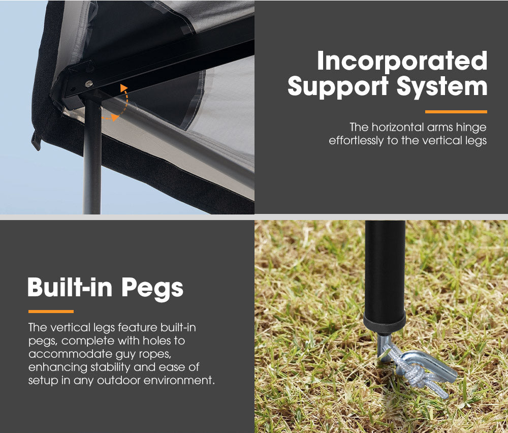 San Hima 270 Degree Free-Standing Awning With "L" Bracket 600D Double-Ripstop - Sunyee