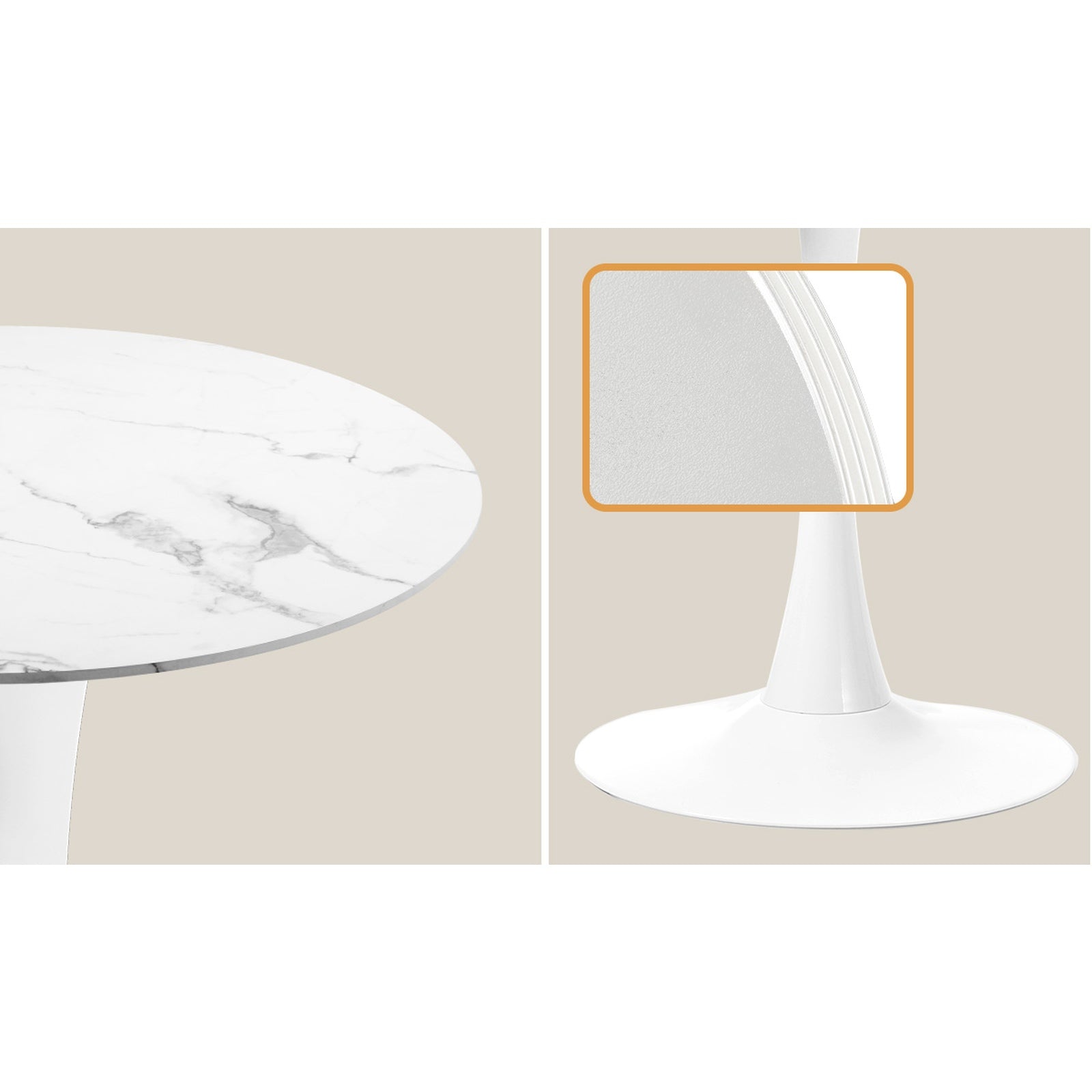 Oikiture 60cm Round Dining Table with 2x Dining Chairs Sherpa Gold&White - Sunyee