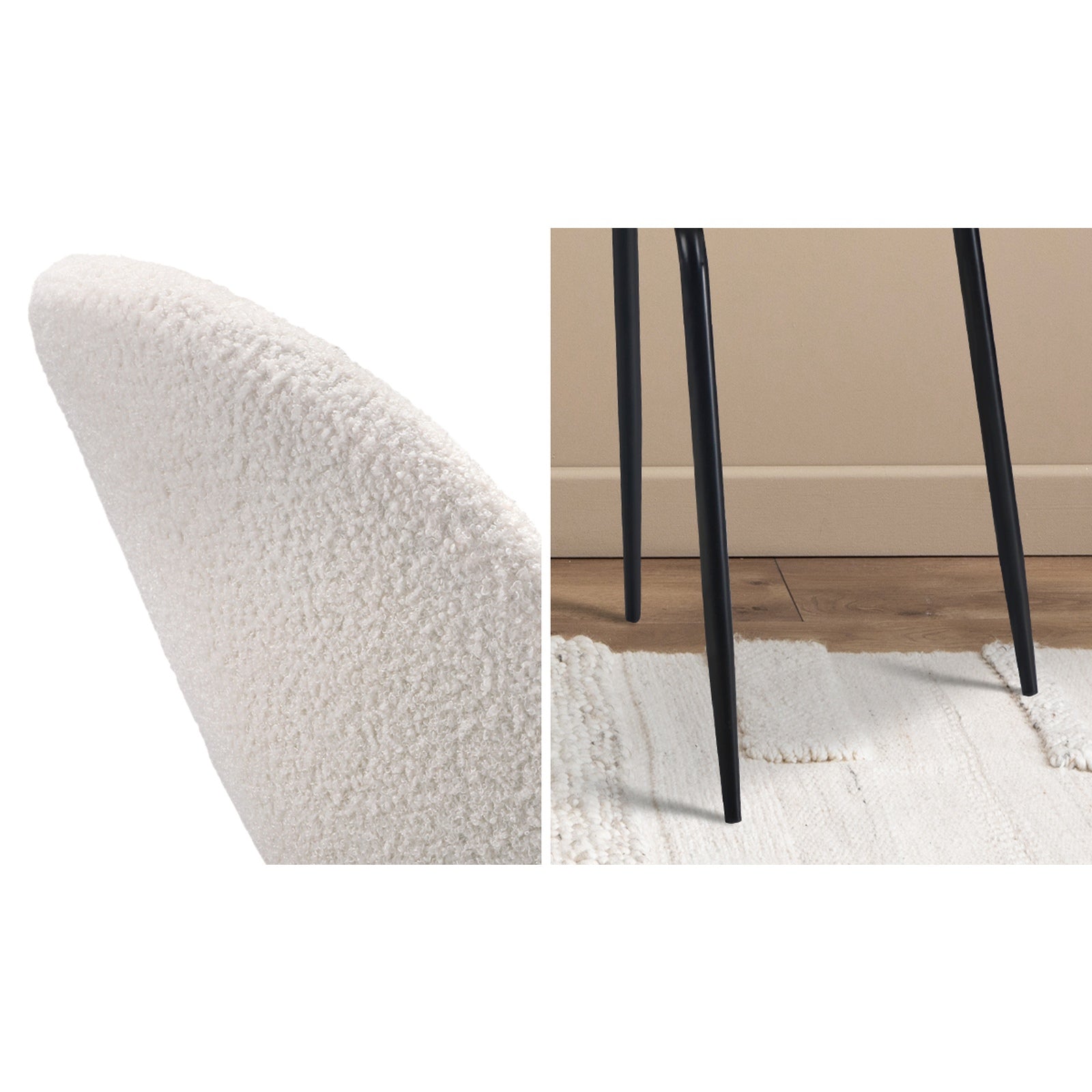 Oikiture 90cm Round Dining Table with 4PCS Dining Chairs White Sherpa - Sunyee