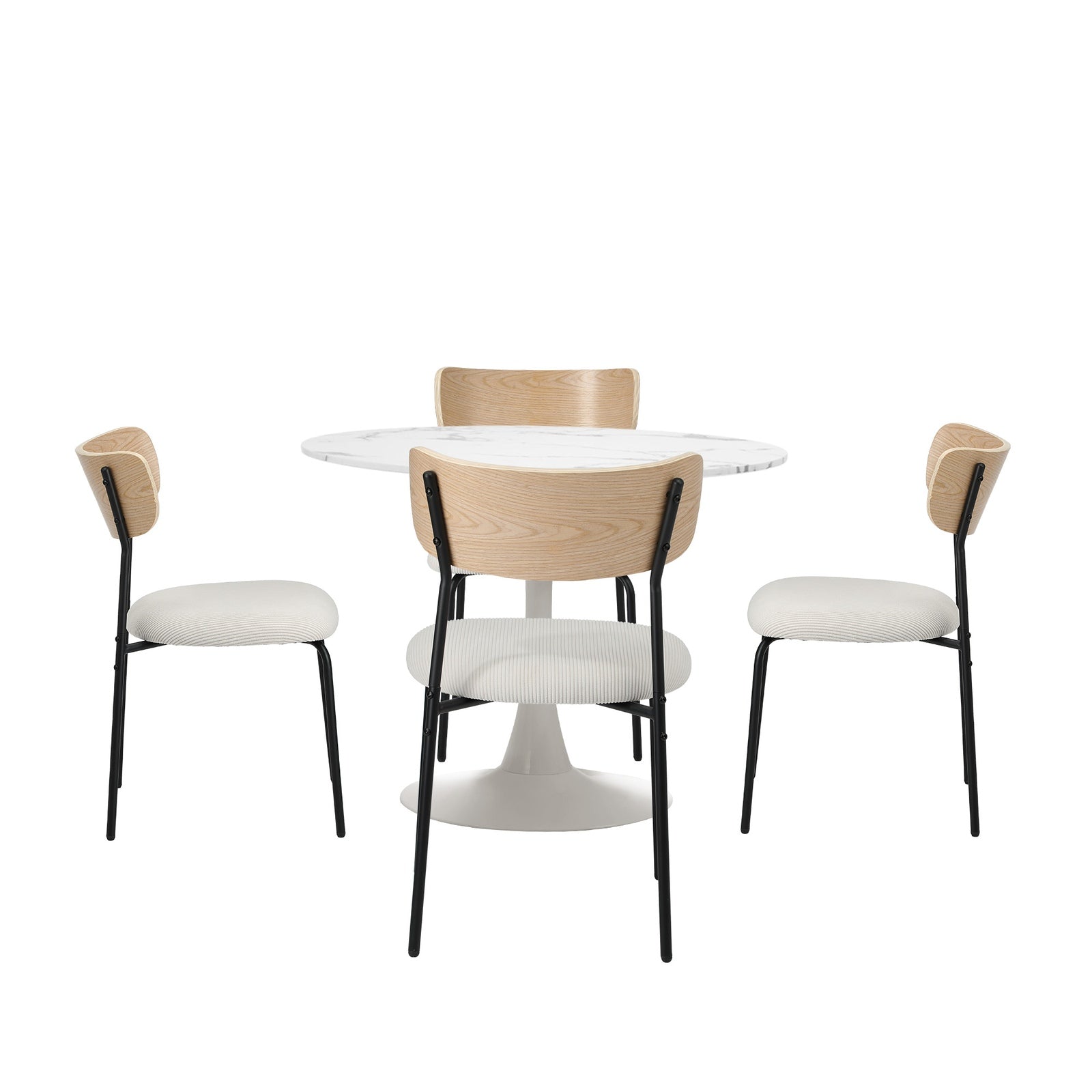 Oikiture 90cm Dining Table and Chairs 4-Seater Kitchen Furniture Set - Sunyee