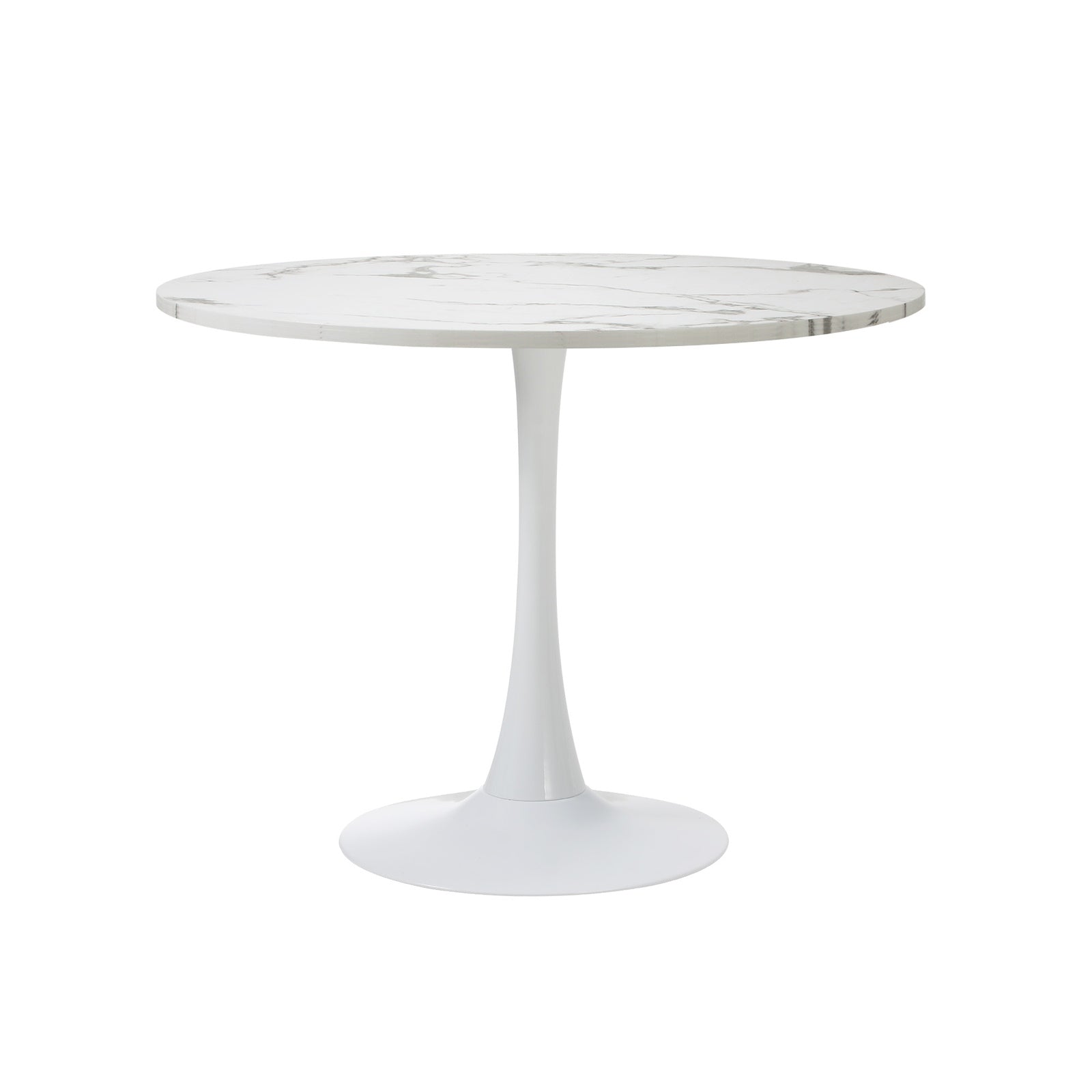 Oikiture Dining Table Set 90cm Round Dining Table and Chairs Brown&White