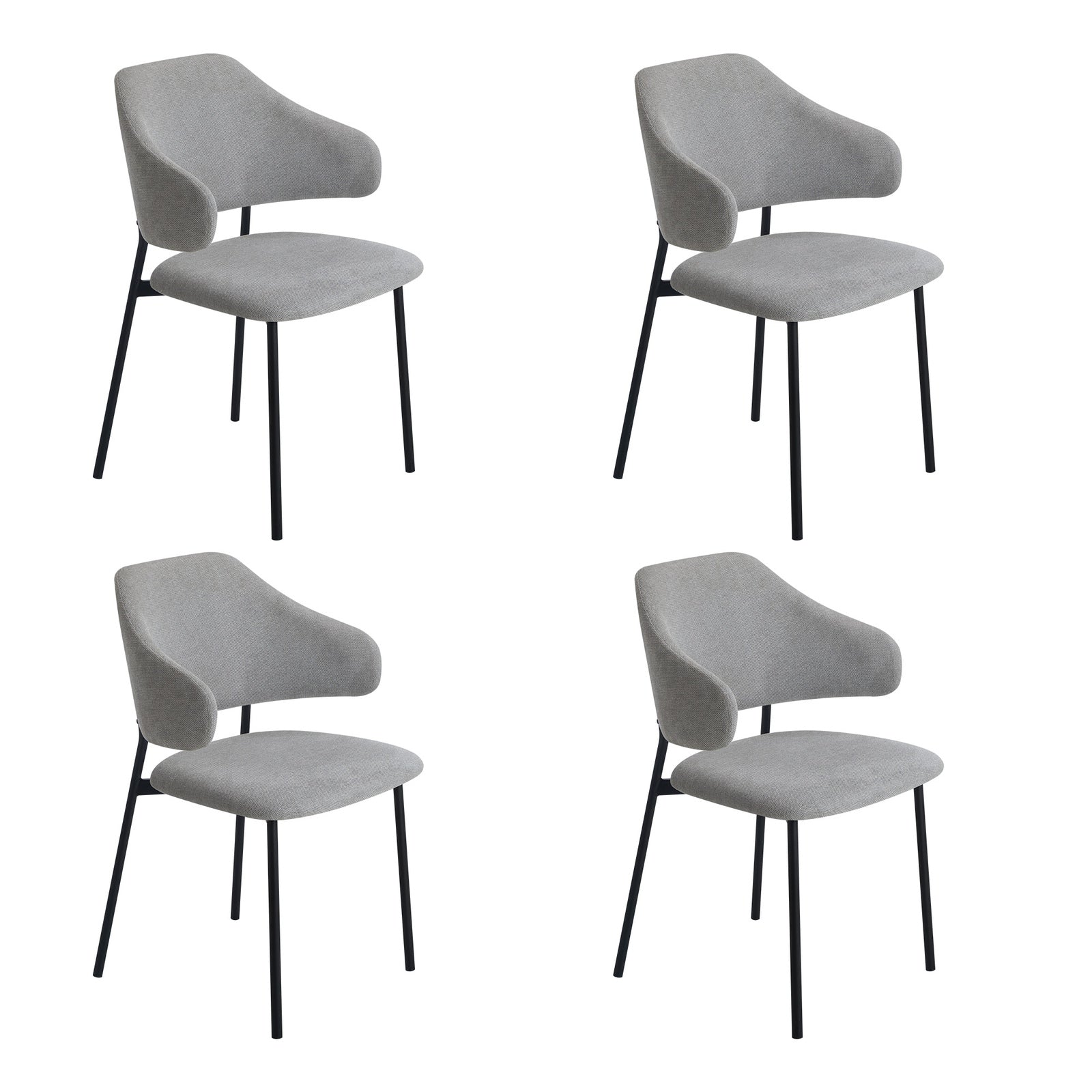 Oikiture 5PCS Dining Table Set Round Table Sherpa Dining Chairs Grey