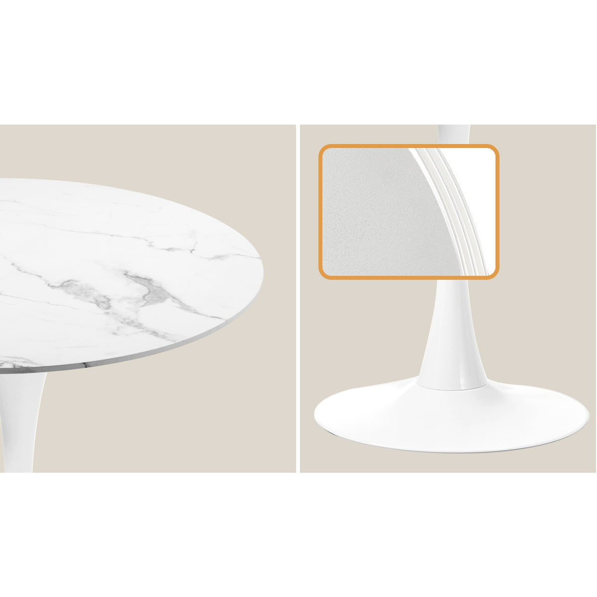 Oikiture 90cm Round Dining Table with 4x Dining Chairs Sherpa Gold&White - Sunyee