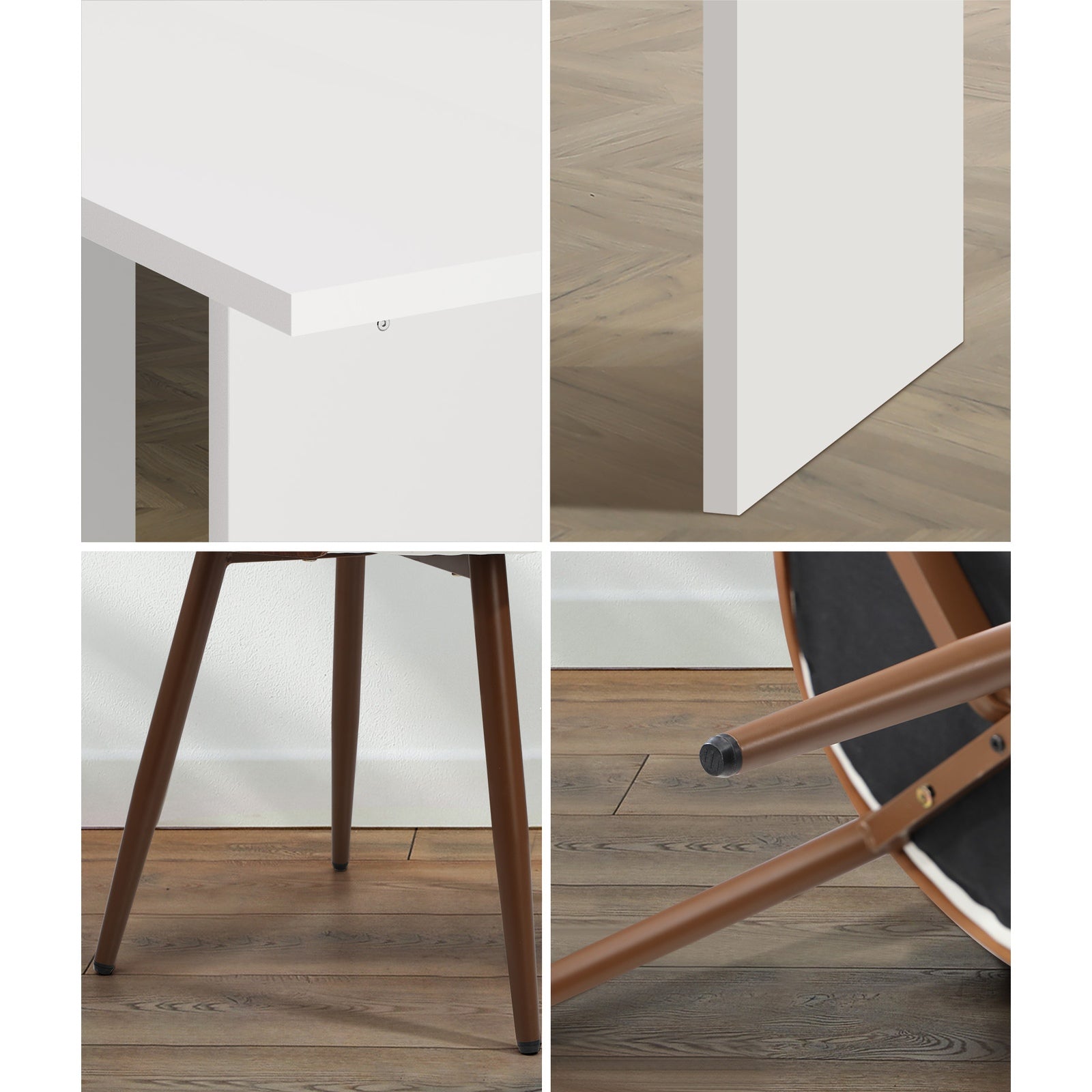 Oikiture 4-Seater Rectangular Dining Table and Chairs Wooden Kitchen Dining Set - Sunyee