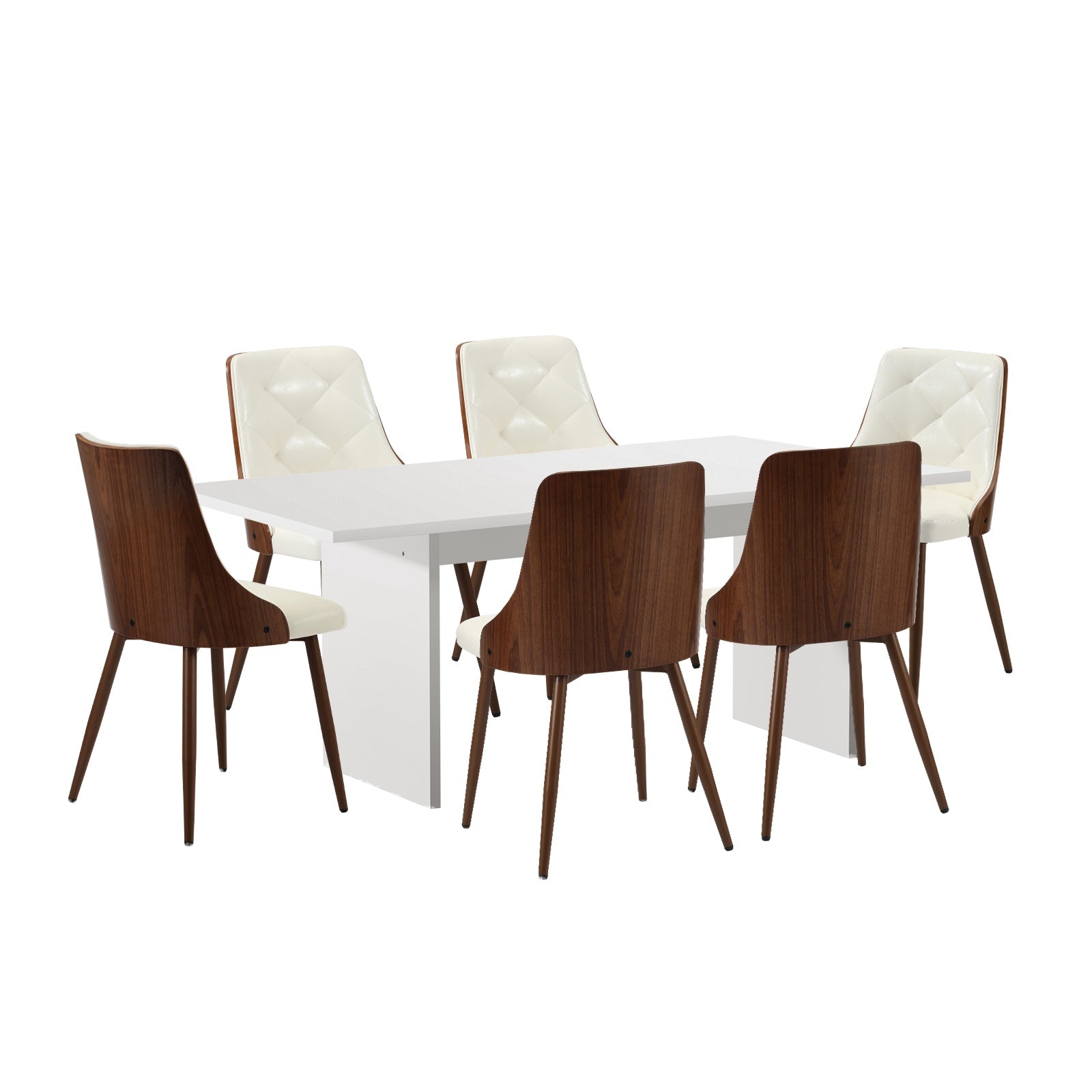 Oikiture 6-Seater Rectangular Dining Table and Chairs Wooden Kitchen Dining Set - Sunyee