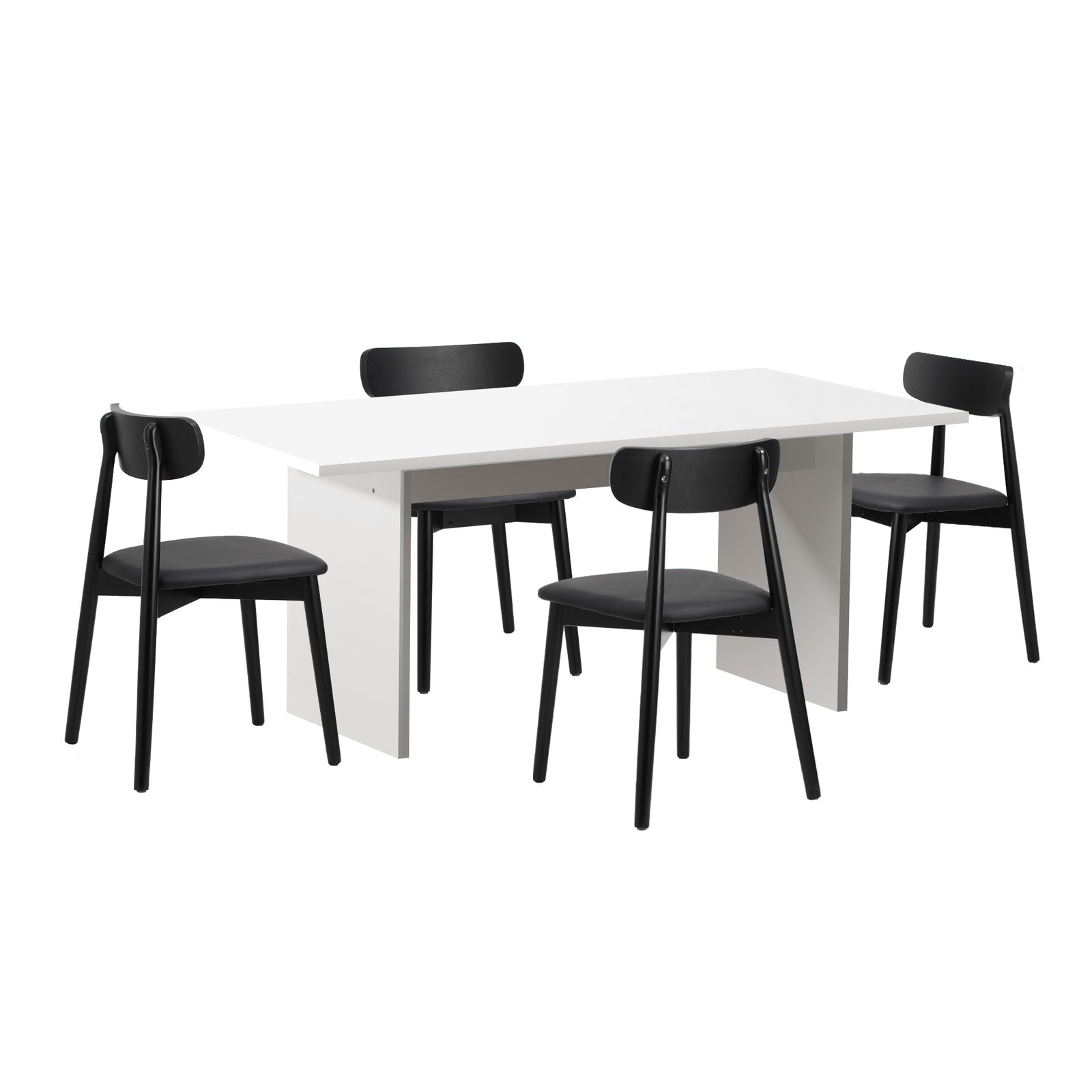 Oikiture 4-Seater Dining Table and Chairs Wooden Furniture Set Black - Sunyee