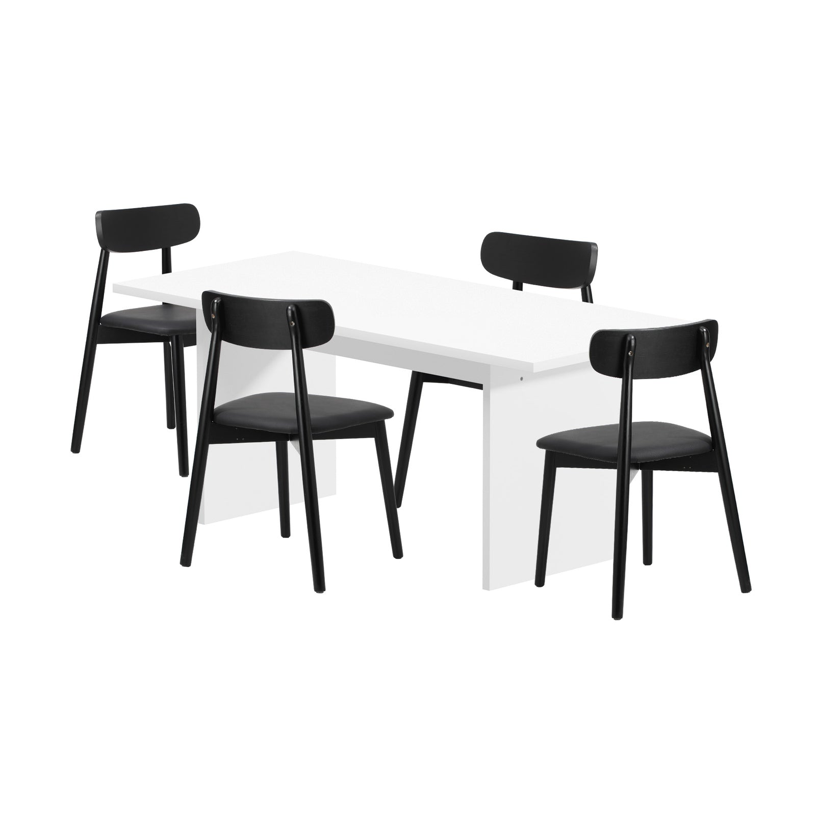 Oikiture 4-Seater Dining Table and Chairs Wooden Furniture Set Black - Sunyee