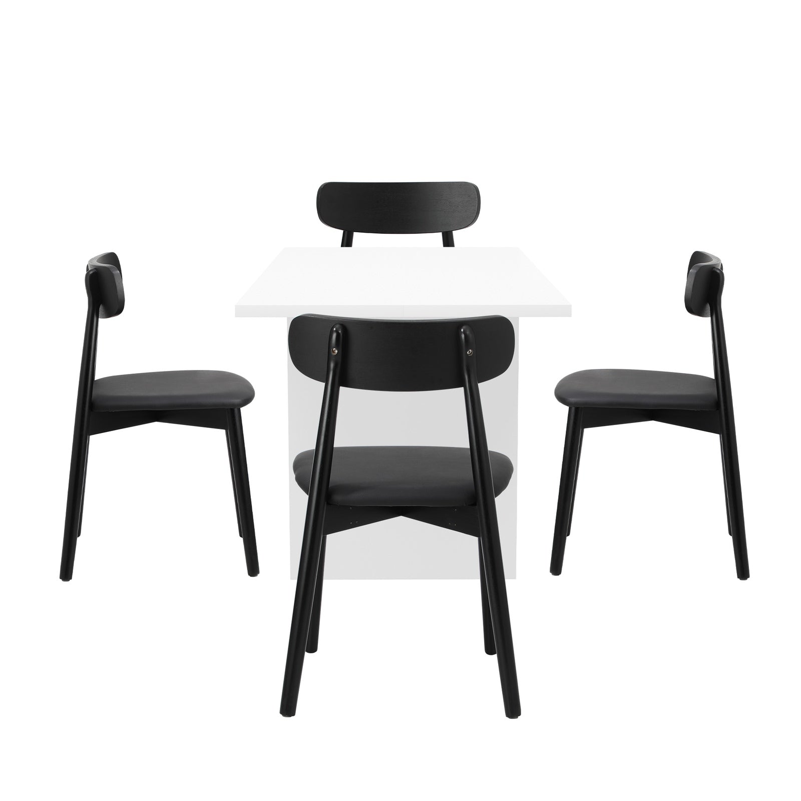 Oikiture 4-Seater Dining Table and Chairs Wooden Furniture Set Black - Sunyee