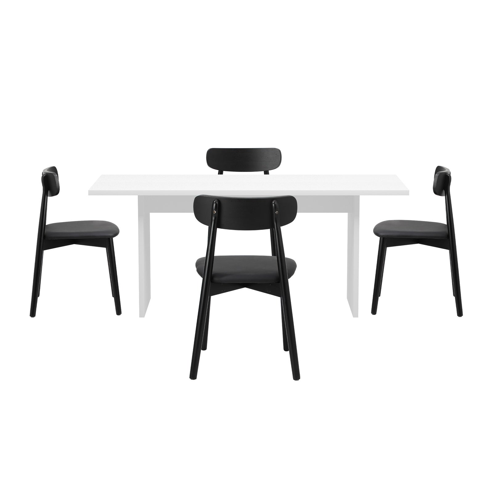 Oikiture 4-Seater Dining Table and Chairs Wooden Furniture Set Black - Sunyee