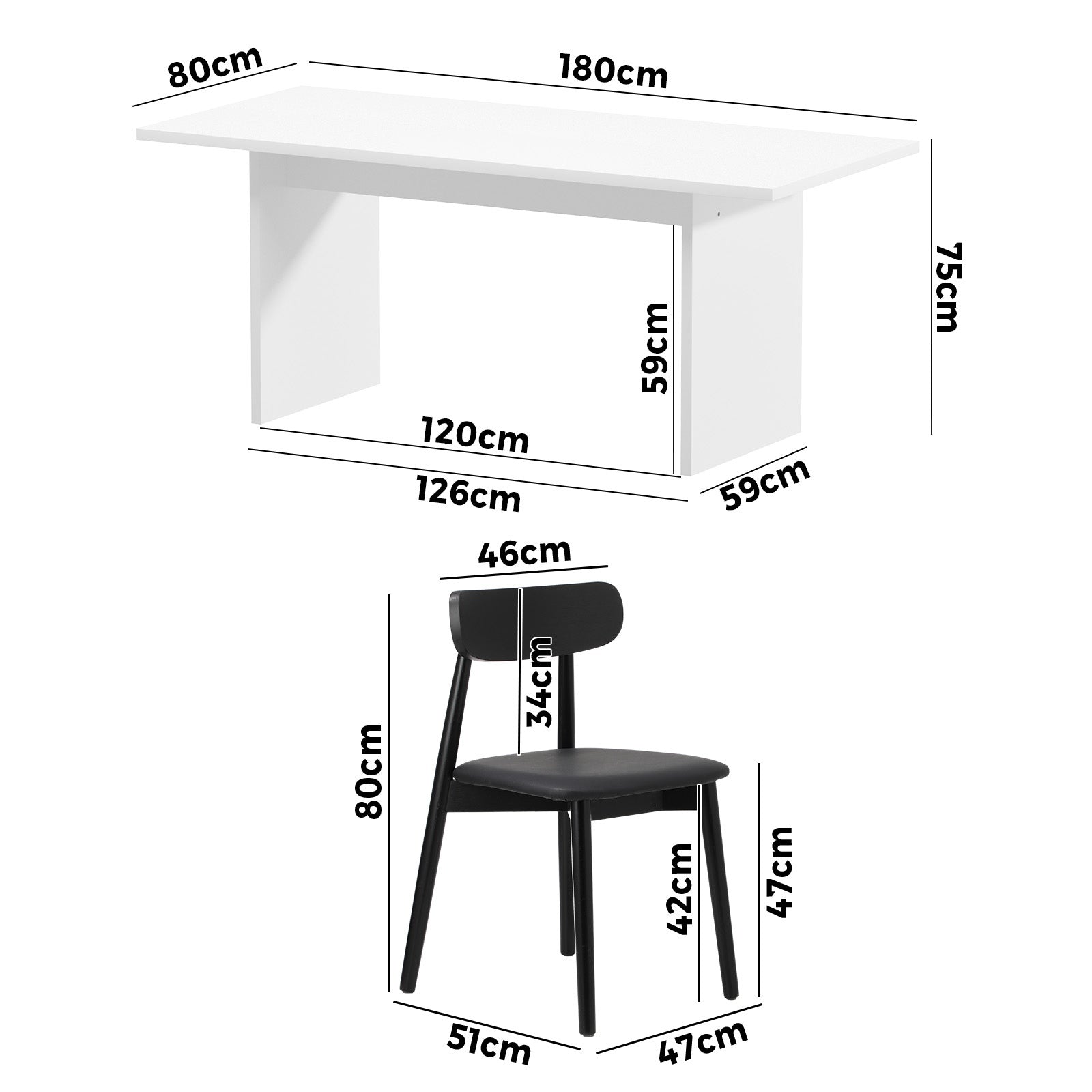 Oikiture 4-Seater Dining Table and Chairs Wooden Furniture Set Black - Sunyee