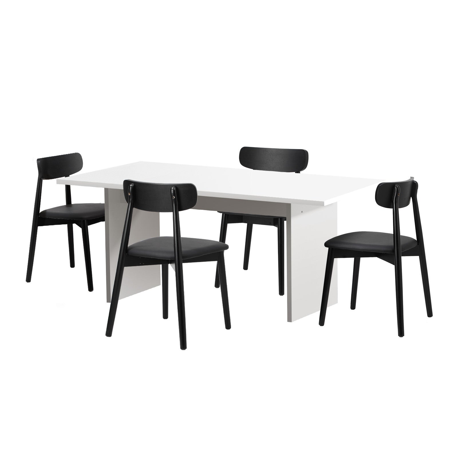 Oikiture 4-Seater Dining Table and Chairs Wooden Furniture Set Black - Sunyee