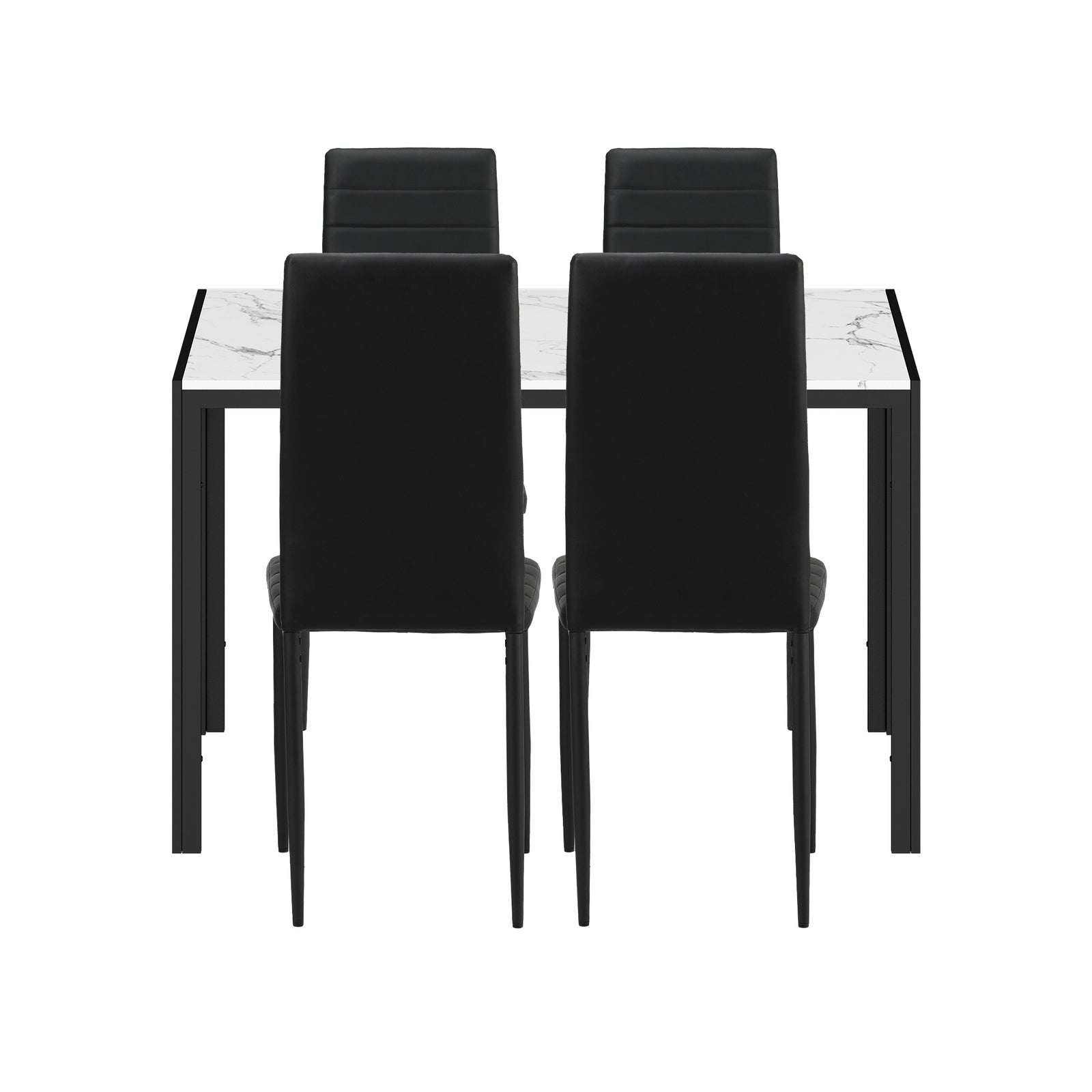 Oikiture 120cm Rectangle Dining Table with 4PCS Dining Chairs Marble White&Black - Sunyee