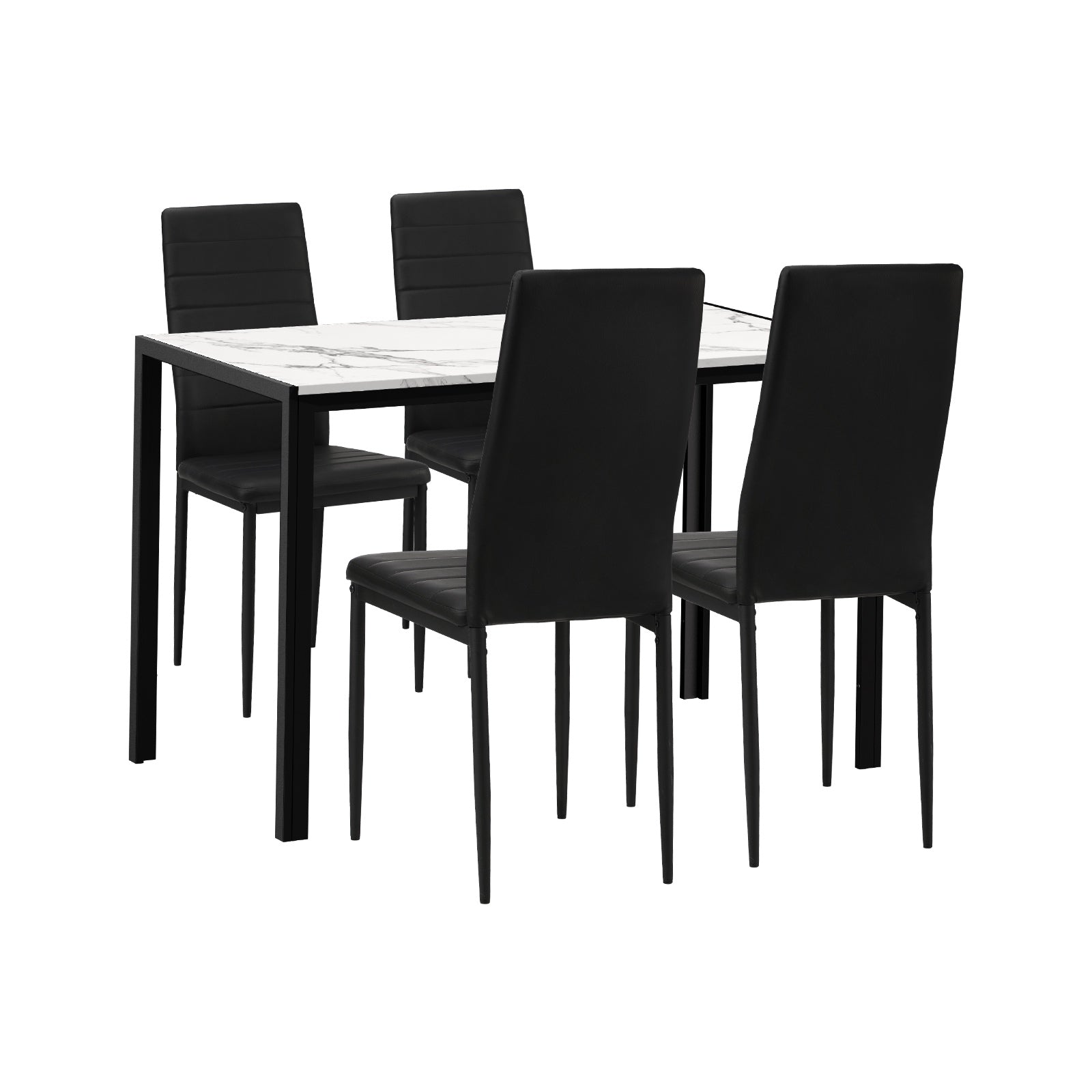Oikiture 120cm Rectangle Dining Table with 4PCS Dining Chairs Marble White&Black - Sunyee