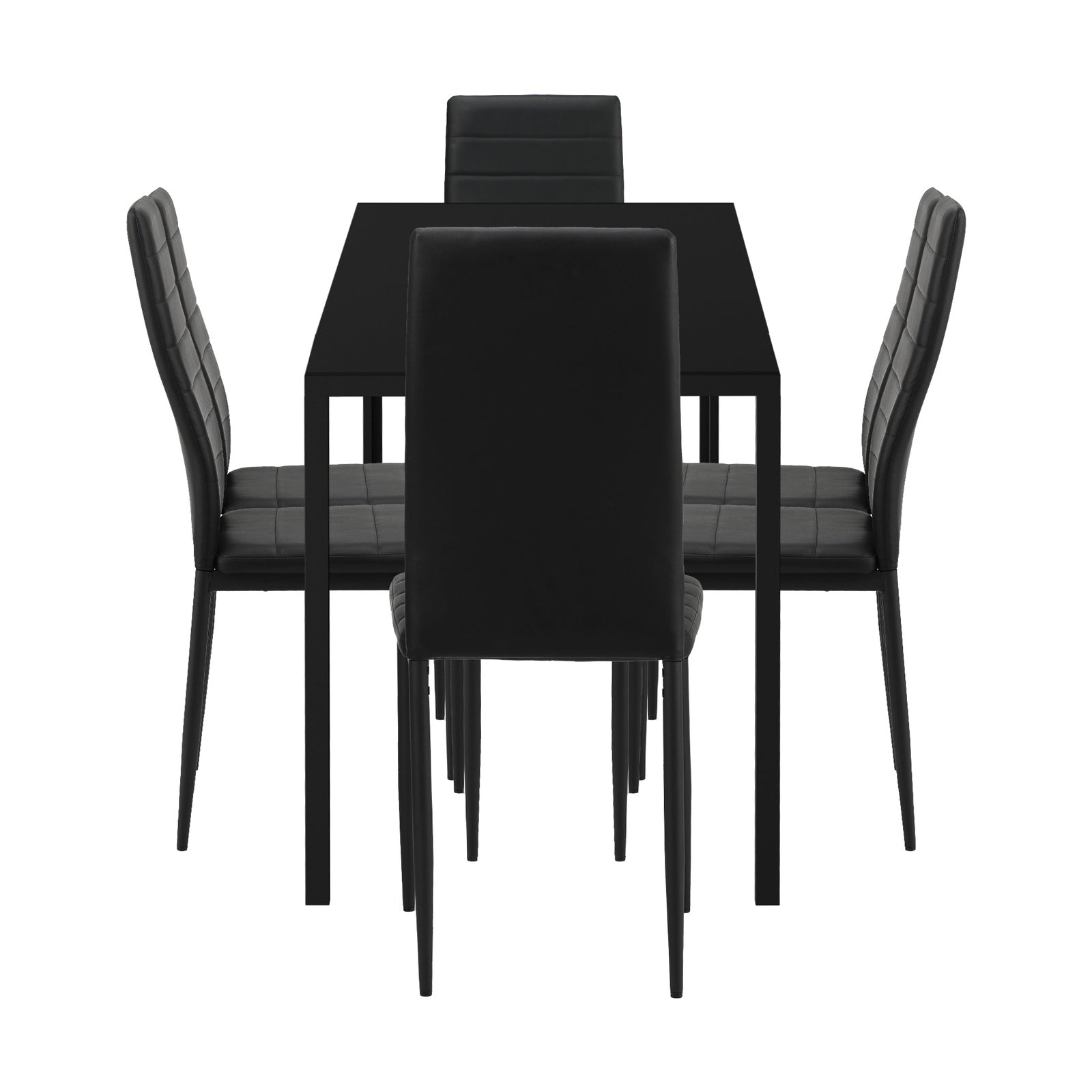 Oikiture 140cm Rectangle Dining Table with 6PCS Dining Chairs Wooden Black - Sunyee