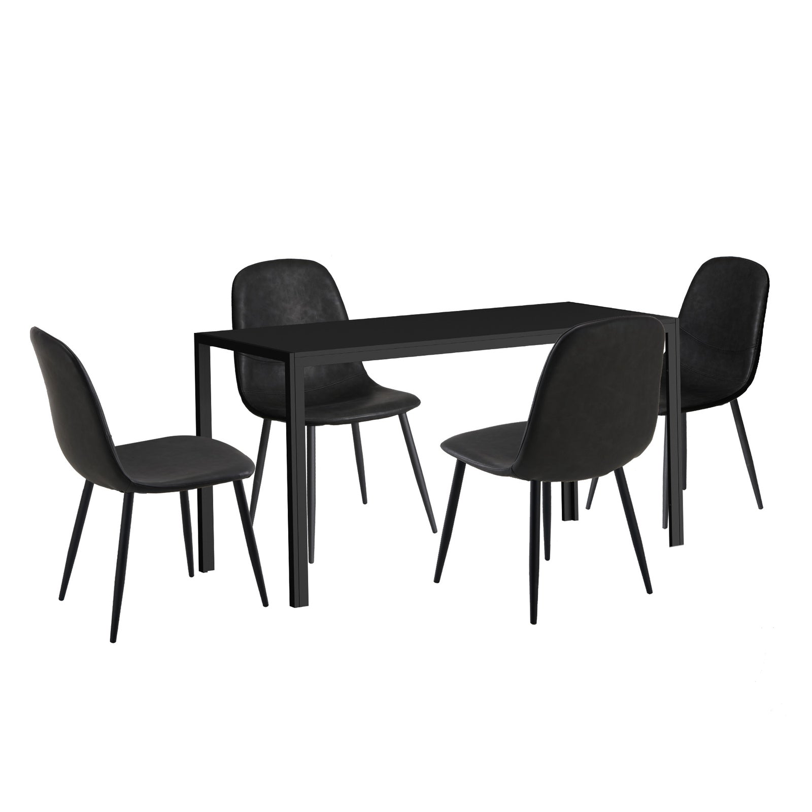 Oikiture 1.2m Rectangular Dining Table and Chairs 4-Seater Kitchen Furniture Set - Sunyee