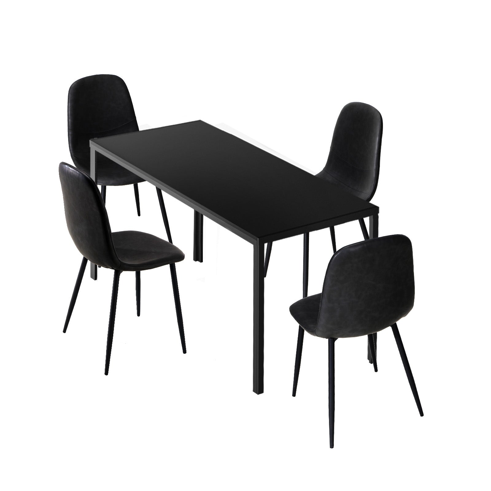 Oikiture 1.2m Rectangular Dining Table and Chairs 4-Seater Kitchen Furniture Set - Sunyee