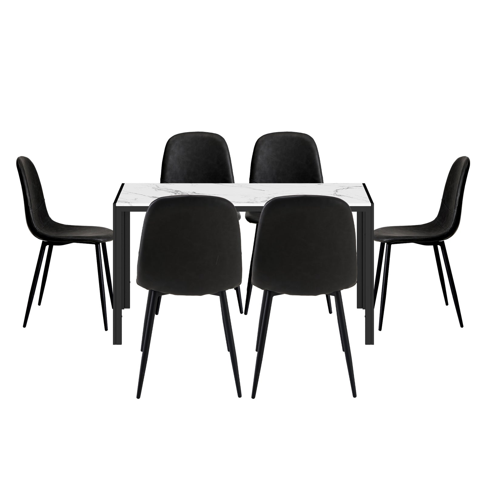 Oikiture 1.4m Rectangular Dining Table and Chairs 6-Seater Kitchen Furniture Set - Sunyee