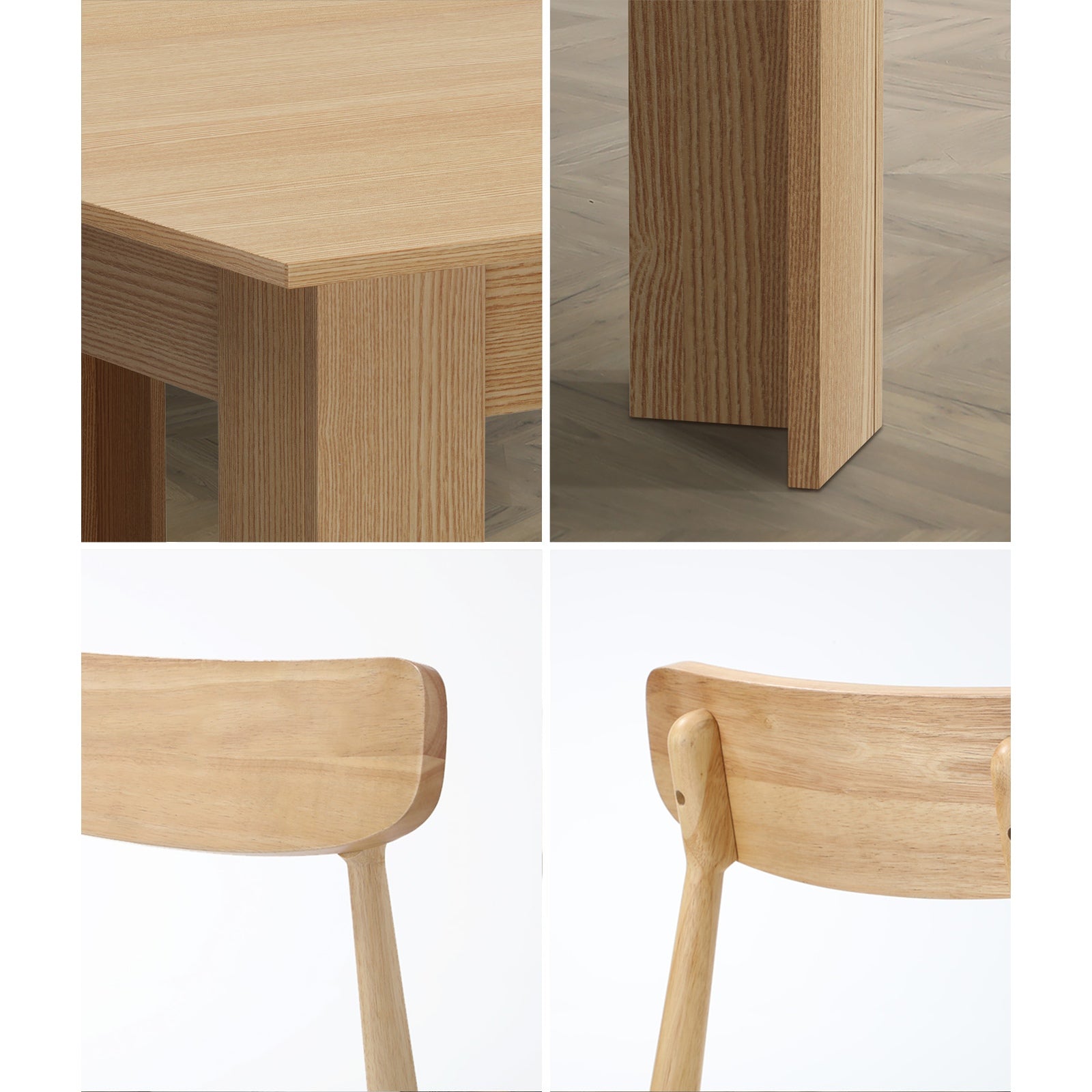 Oikiture 200cm Extendable Dining Table with 6x Dining Chairs PU Leather Natural - Sunyee
