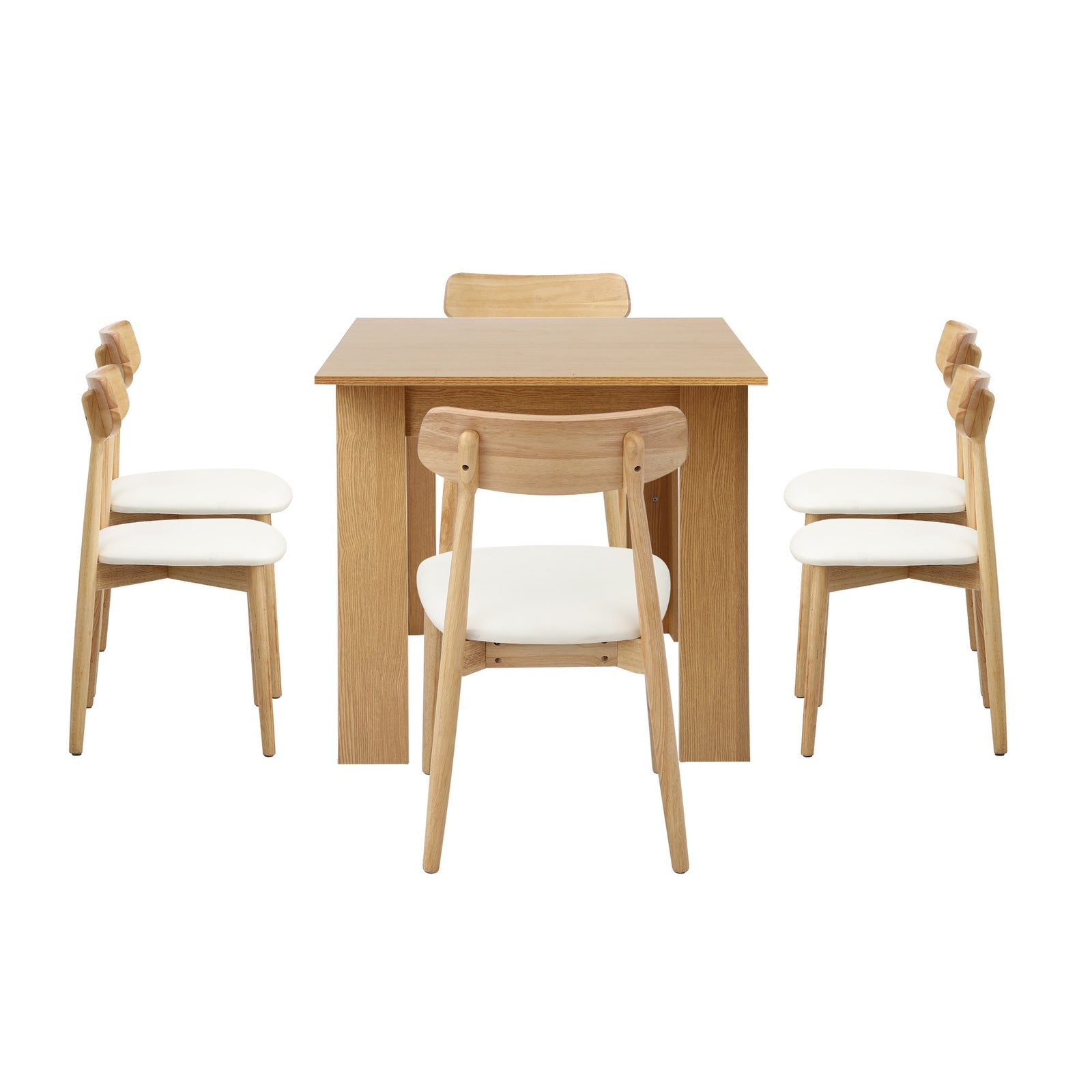 Oikiture 200cm Extendable Dining Table with 6x Dining Chairs PU Leather Natural - Sunyee