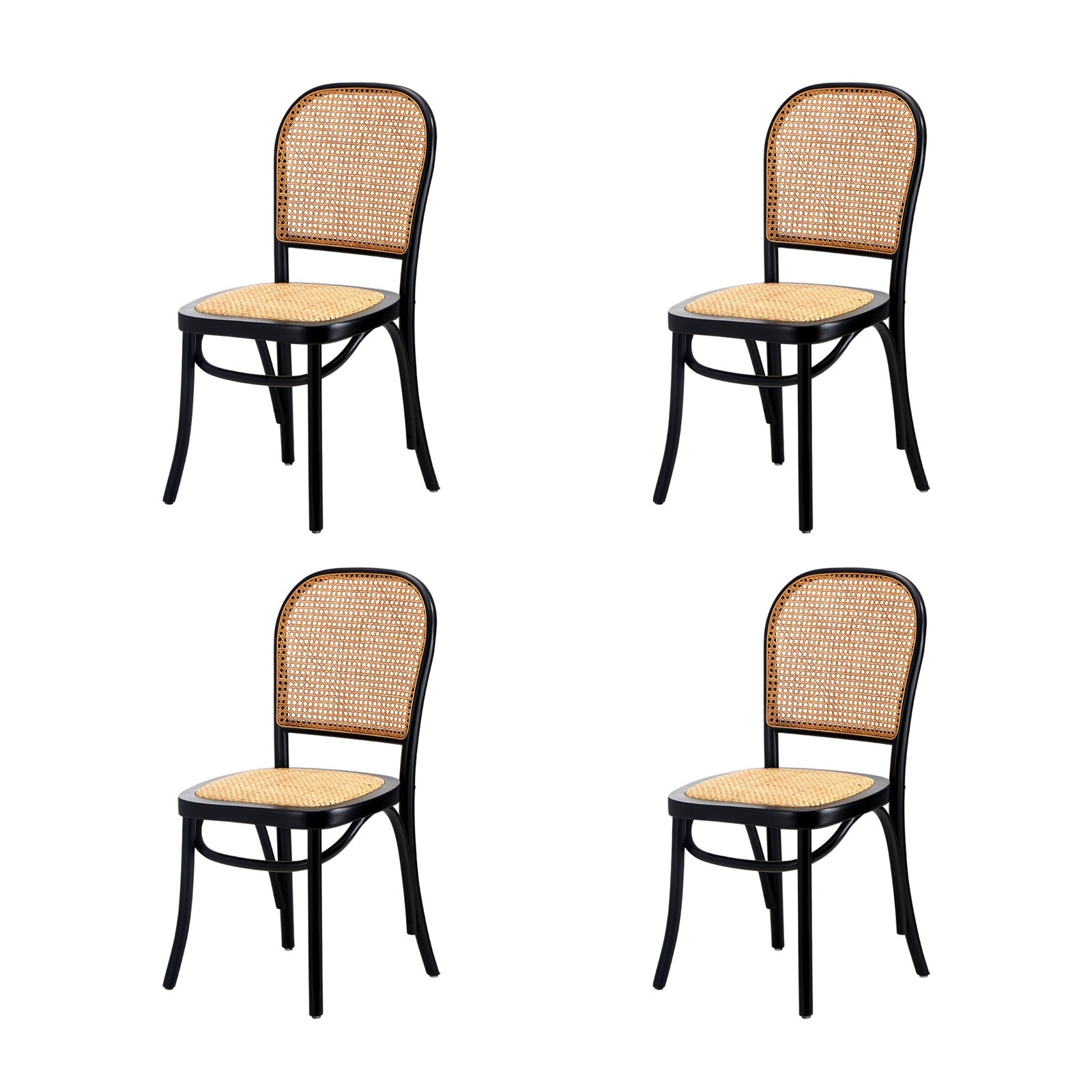 Oikiture 160cm Extendable Dining Table with 4PCS Dining Chairs Rattan Black - Sunyee