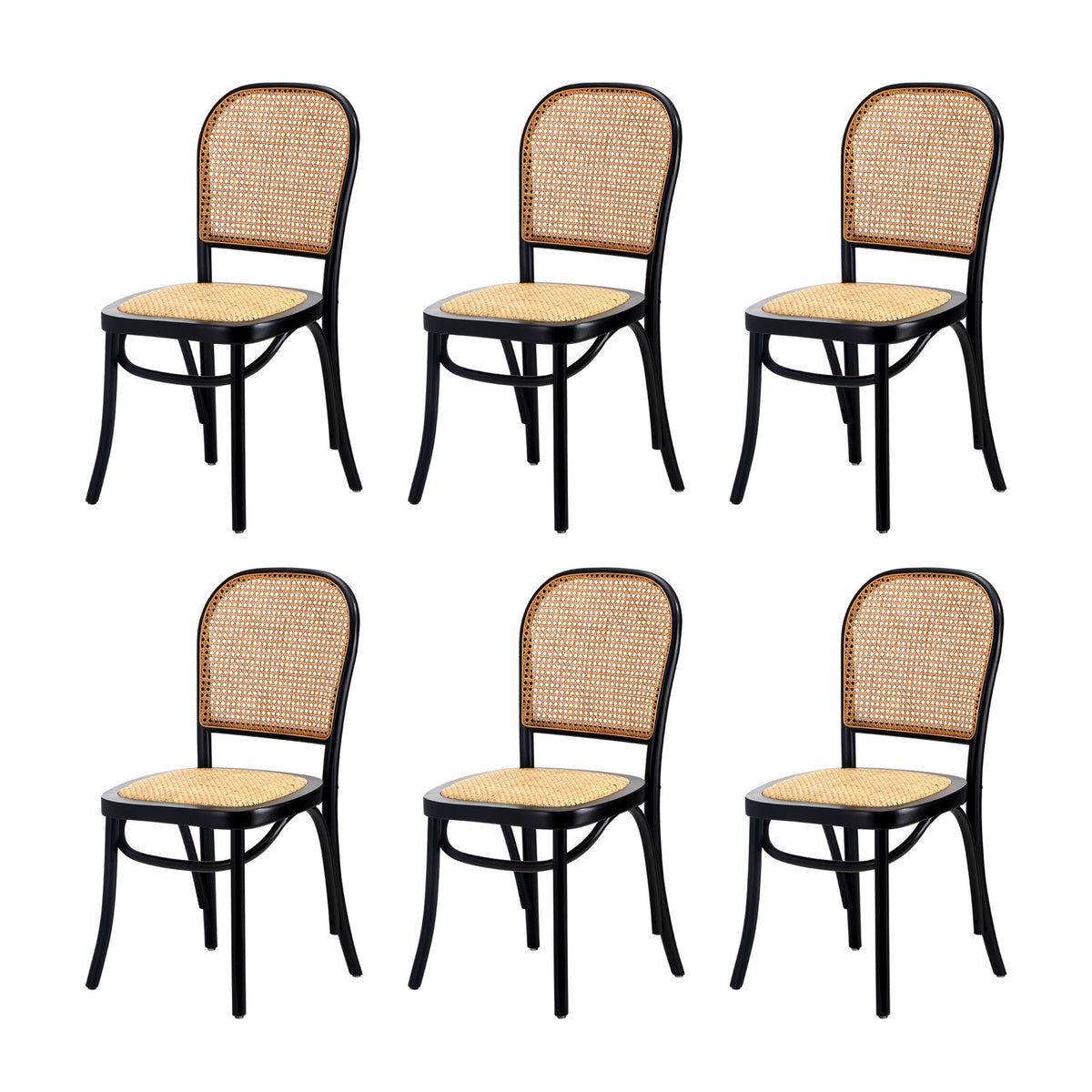Oikiture 160cm Extendable Dining Table with 6PCS Dining Chairs Rattan Black - Sunyee