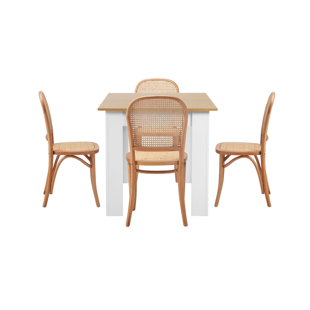 Oikiture 160cm Extendable Dining Table with 4PCS Dining Chairs Rattan Natural - Sunyee