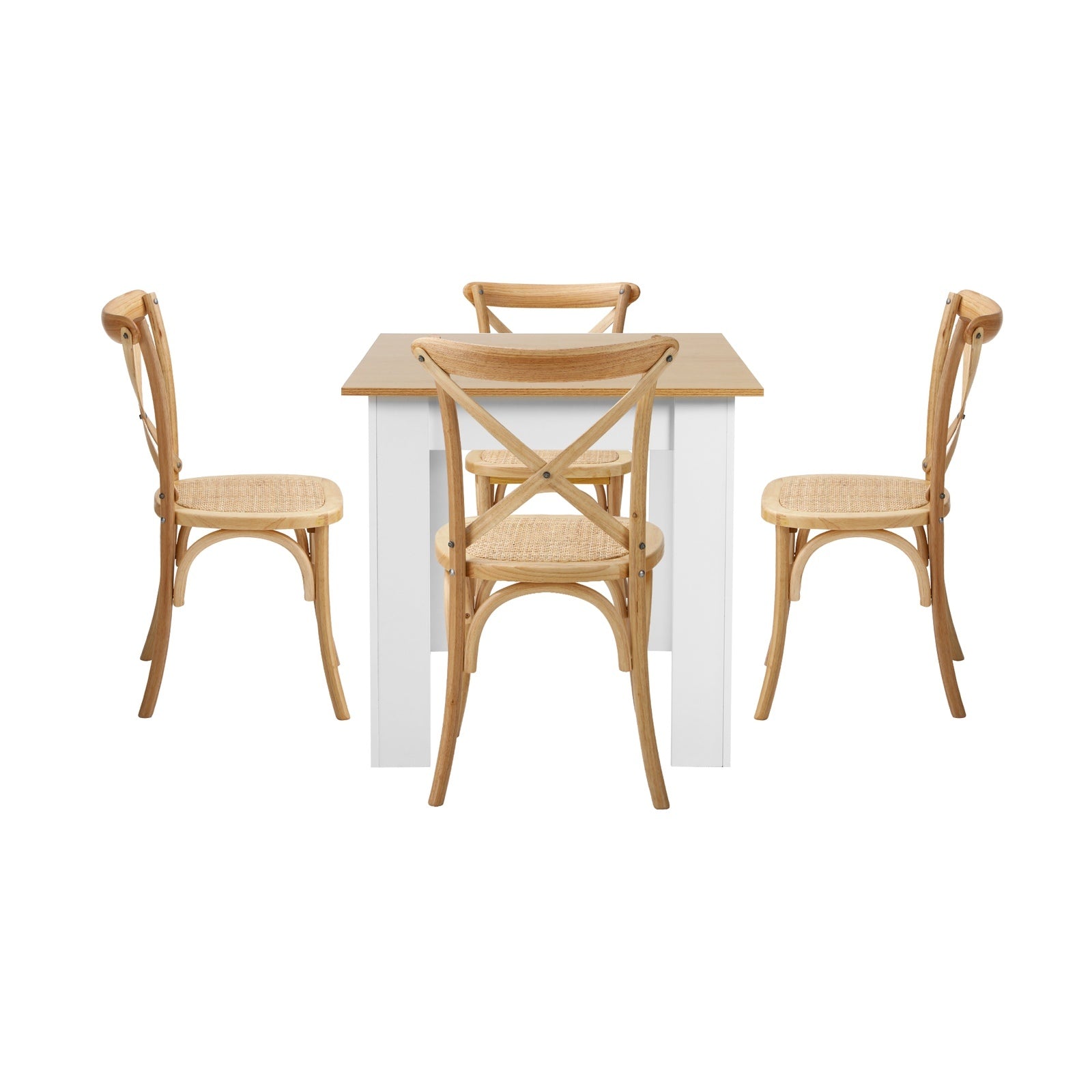 Oikiture 160cm Extendable Dining Table with 4PCS Dining Chairs Crossback Wooden - Sunyee