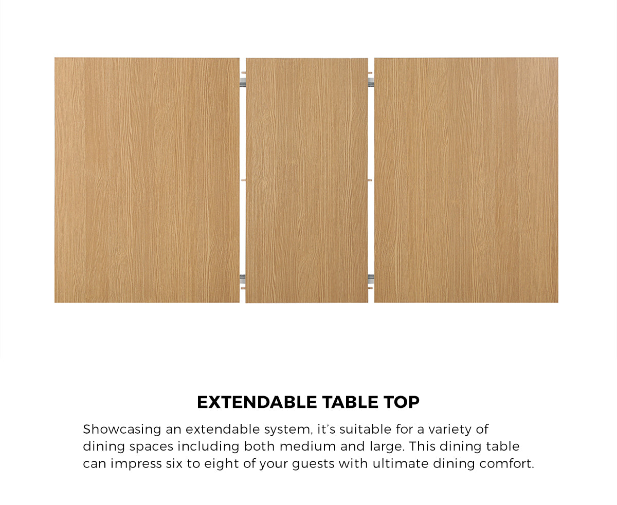 Oikiture 160cm Extendable Dining Table with 6PCS Dining Chairs Velvet Beige - Sunyee