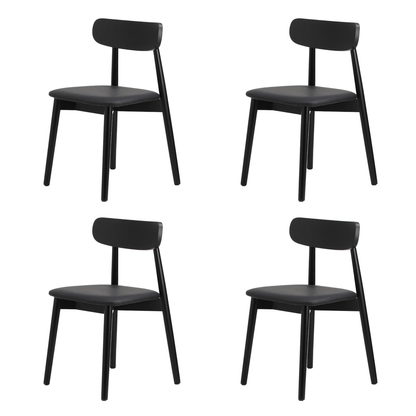 Oikiture 160cm Extendable Dining Table with 4x Dining Chairs PU Leather Black - Sunyee