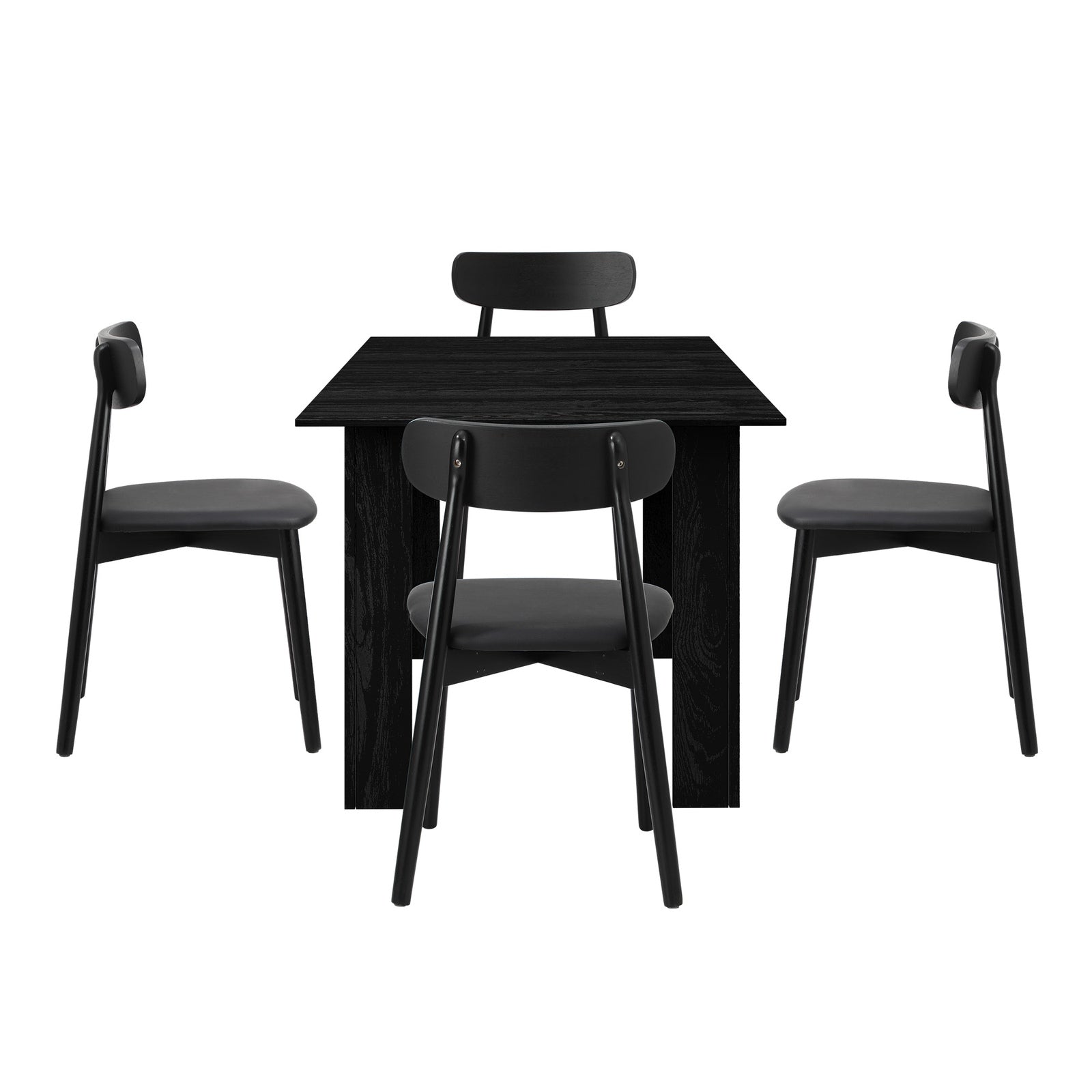 Oikiture 160cm Extendable Dining Table with 4x Dining Chairs PU Leather Black - Sunyee