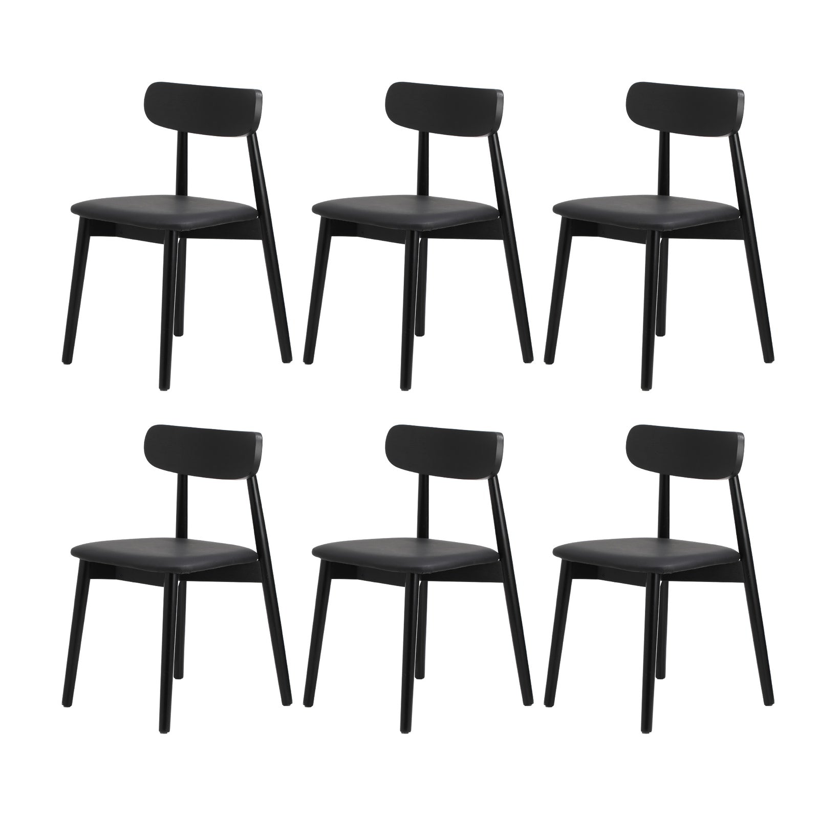 Oikiture 160cm Extendable Dining Table with 6x Dining Chairs PU Leather Black - Sunyee