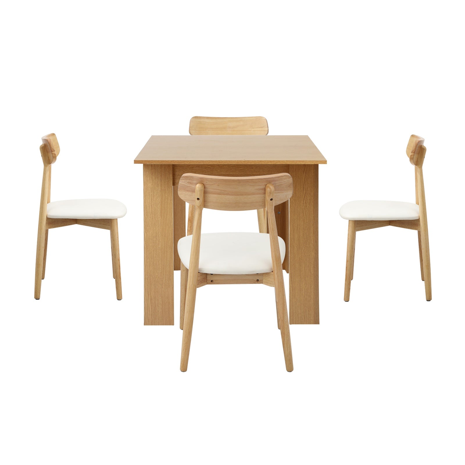 Oikiture 160cm Extendable Dining Table with 4x Dining Chairs PU Leather Natural - Sunyee