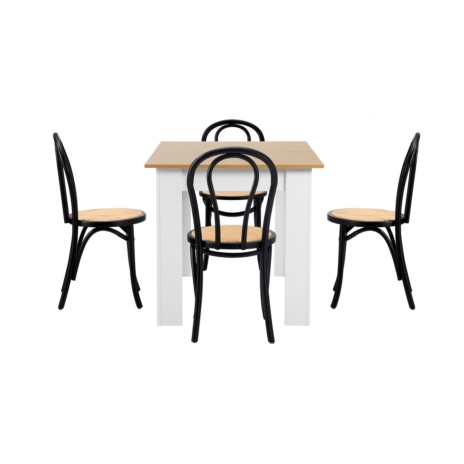 Oikiture 160cm Extendable Dining Table with 4PCS Crossback Dining Chairs Black - Sunyee