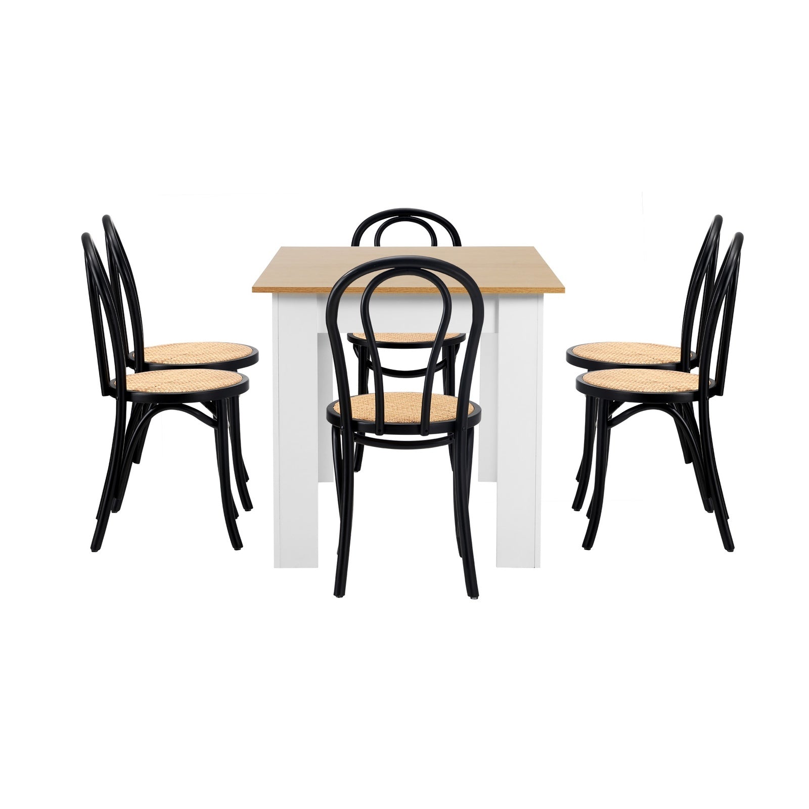 Oikiture 160cm Extendable Dining Table with 6PCS Crossback Dining Chairs Black - Sunyee