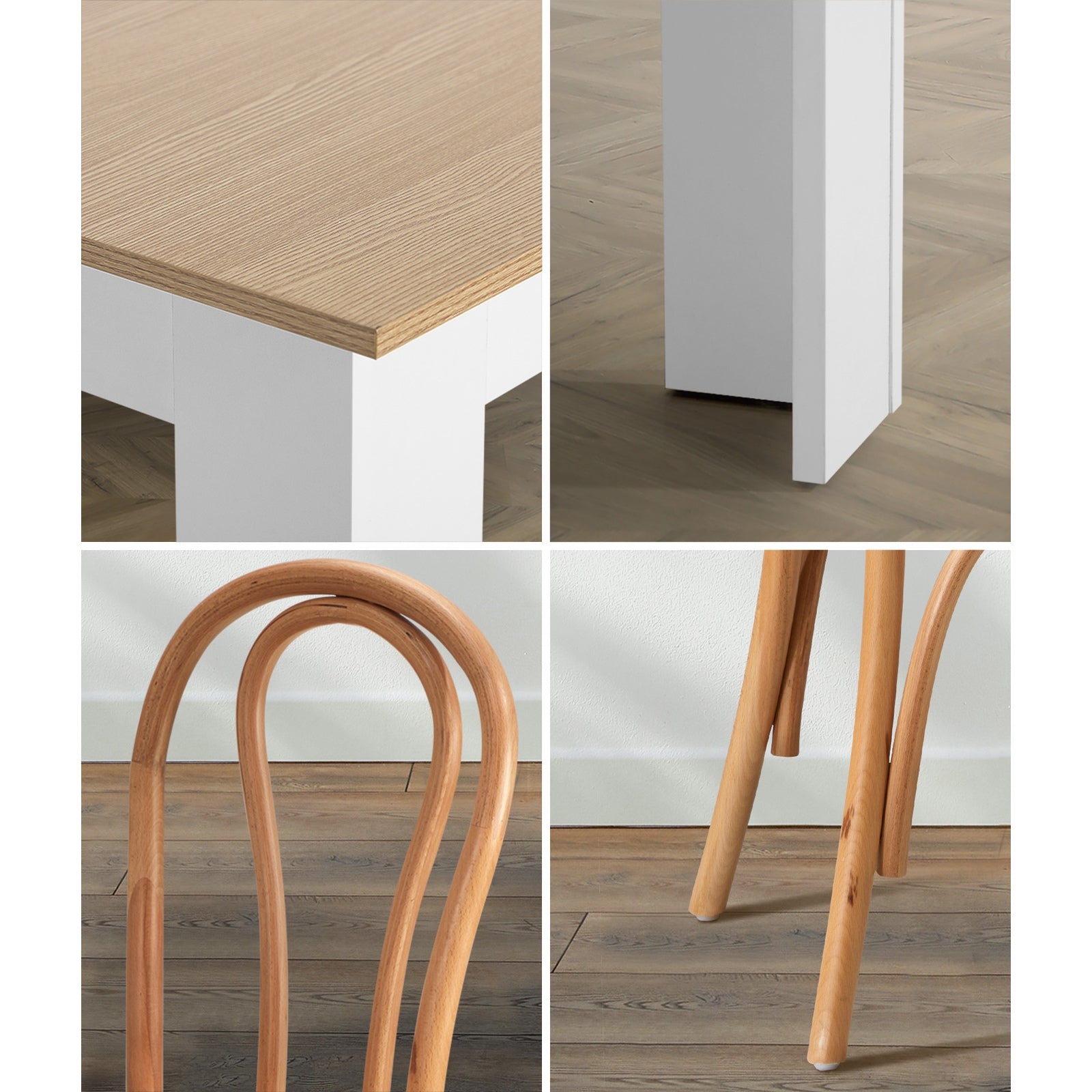 Oikiture 160cm Extendable Dining Table with 4PCS Crossback Dining Chairs Natural - Sunyee