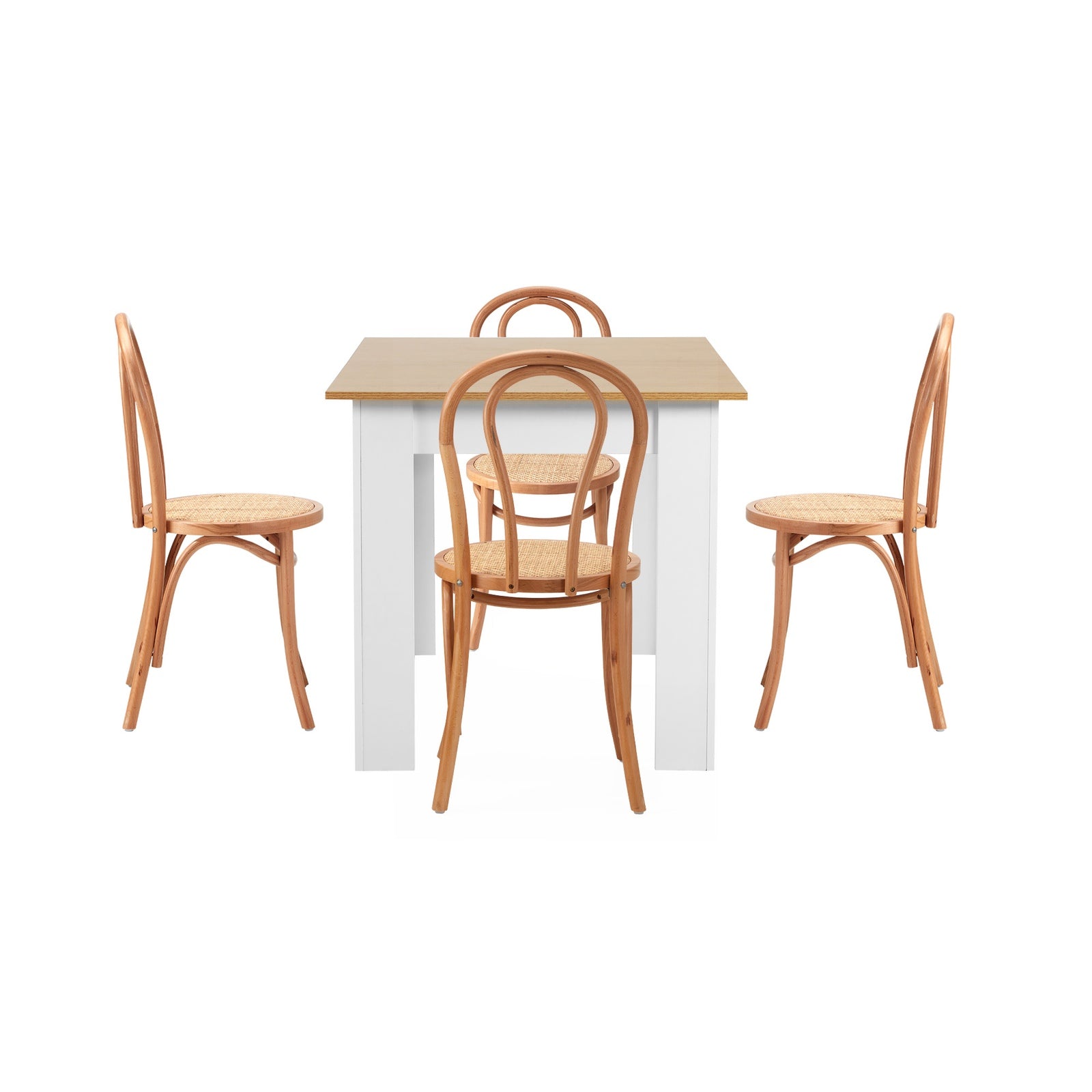 Oikiture 160cm Extendable Dining Table with 4PCS Crossback Dining Chairs Natural - Sunyee