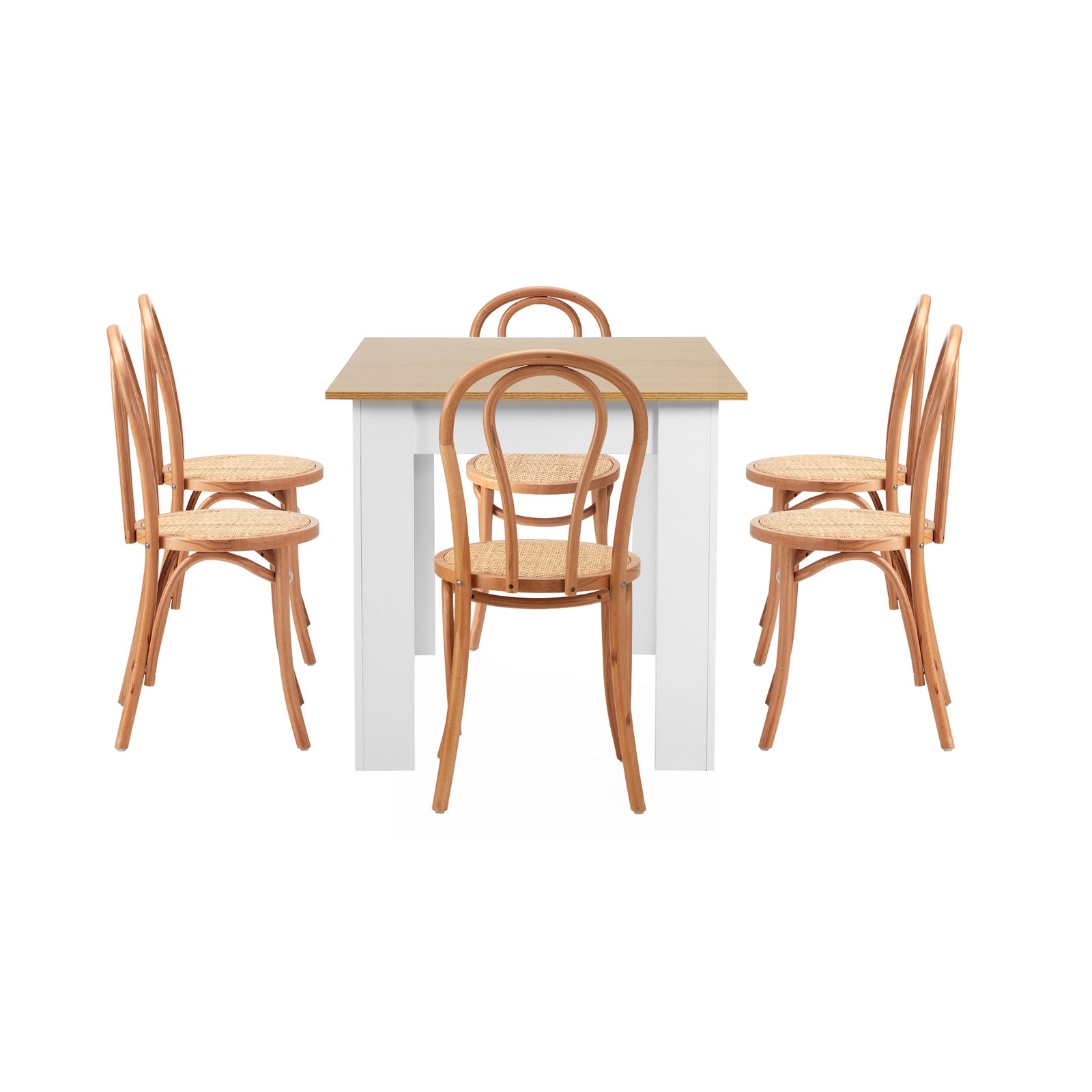 Oikiture 160cm Extendable Dining Table with 6PCS Crossback Dining Chairs Natural - Sunyee