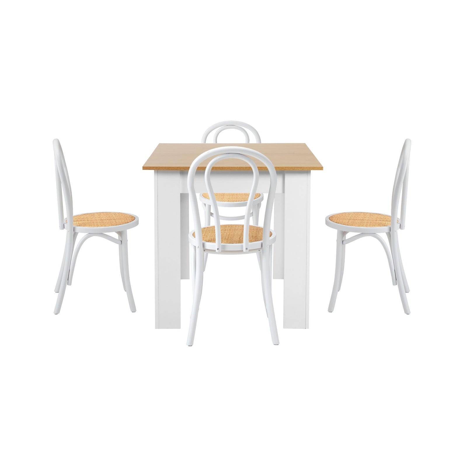 Oikiture 160cm Extendable Dining Table with 4PCS Crossback Dining Chairs White - Sunyee