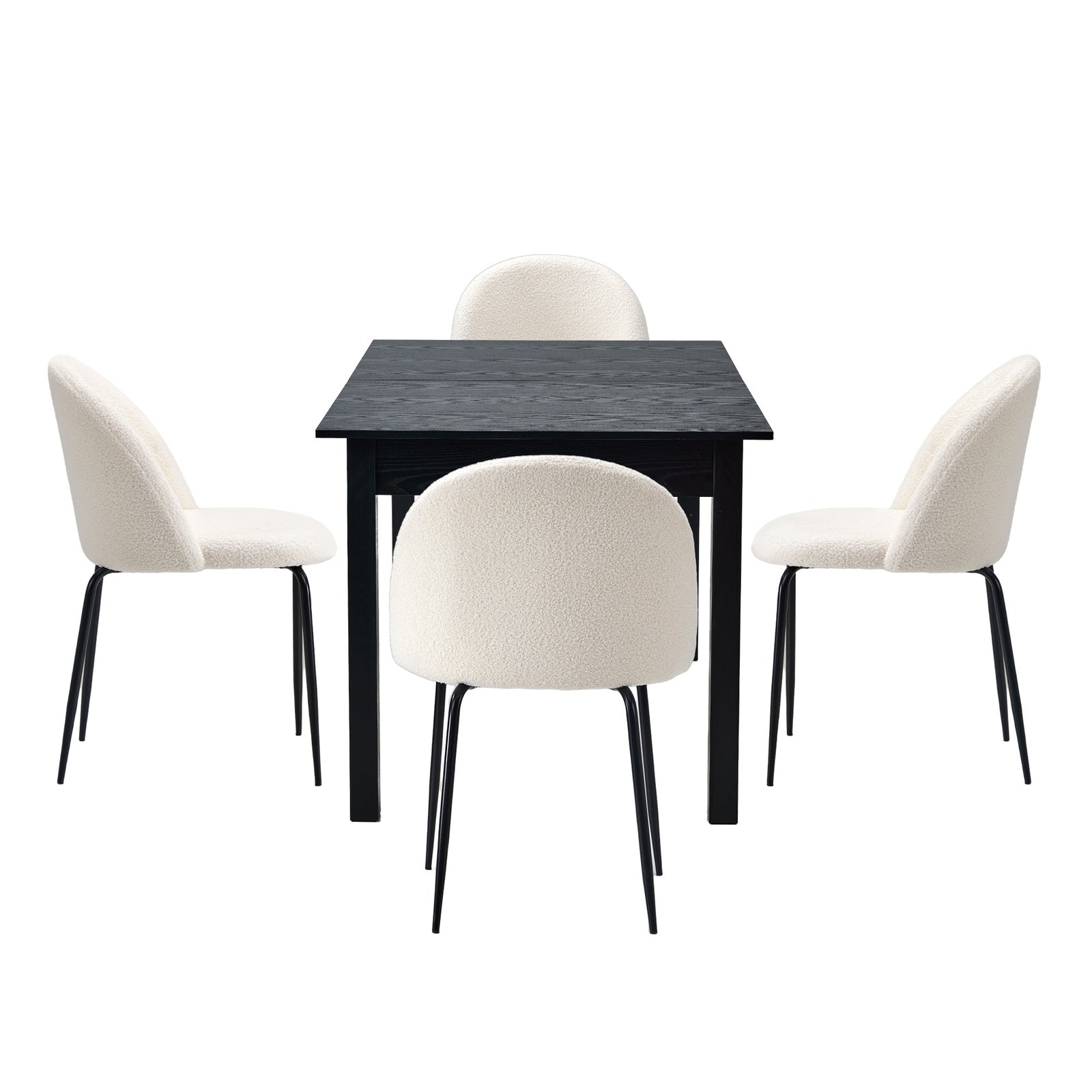 Oikiture 5pc Extenable Dining Table and Chairs Kitchen Dining Set Black&White - Sunyee
