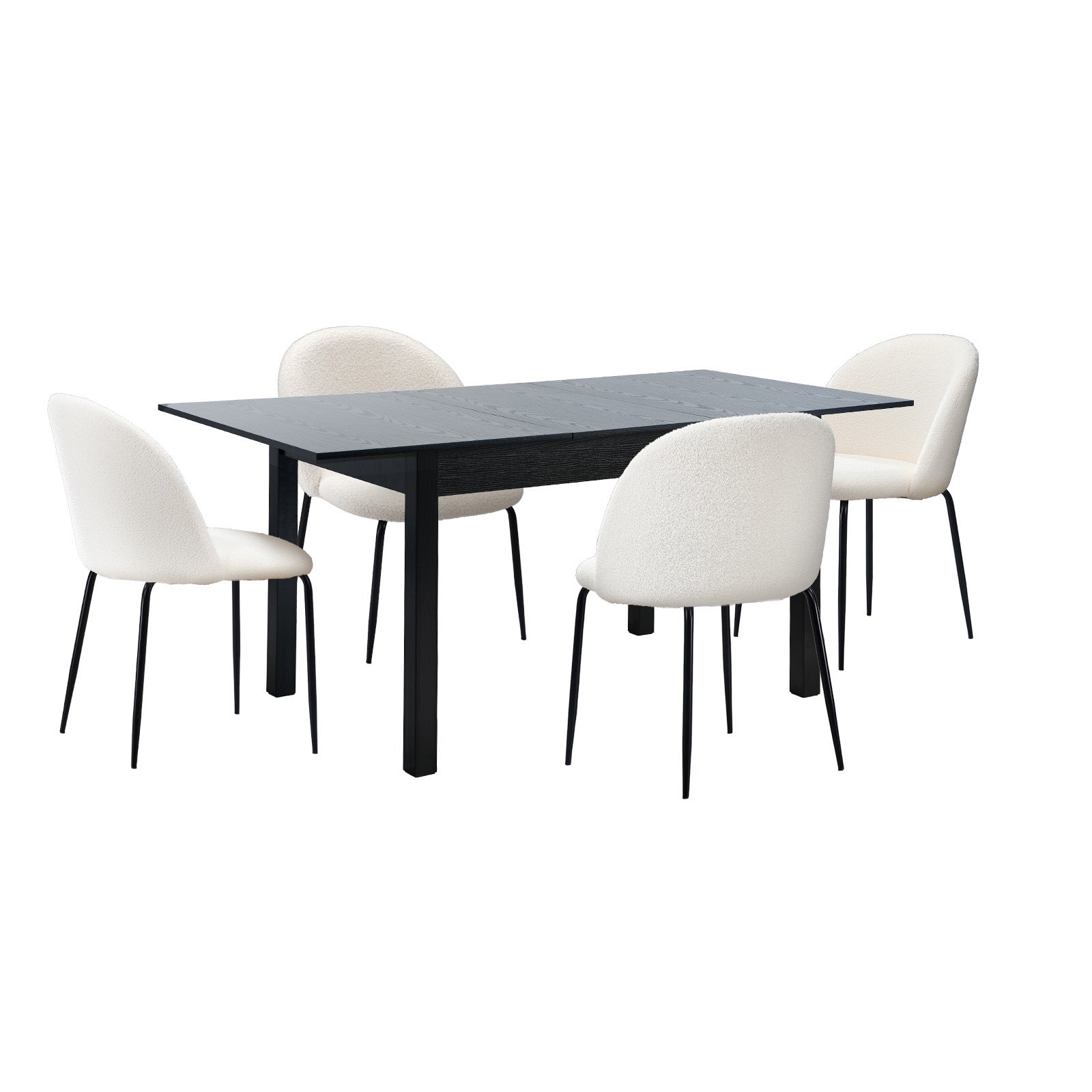 Oikiture 5pc Extenable Dining Table and Chairs Kitchen Dining Set Black&White - Sunyee
