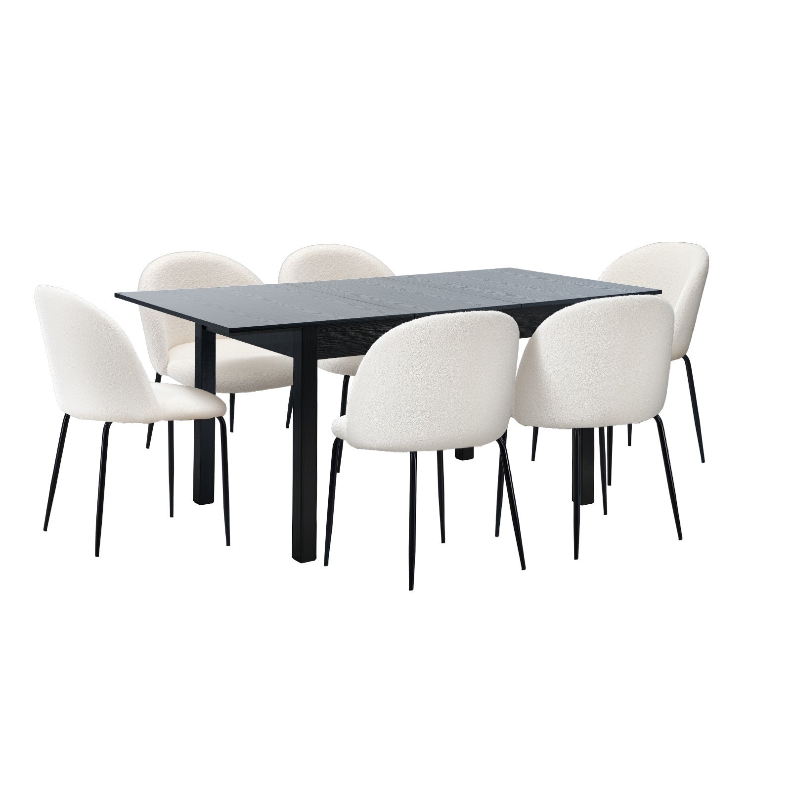 Oikiture 7pc Extenable Dining Table and Chairs Kitchen Dining Set Black&White - Sunyee
