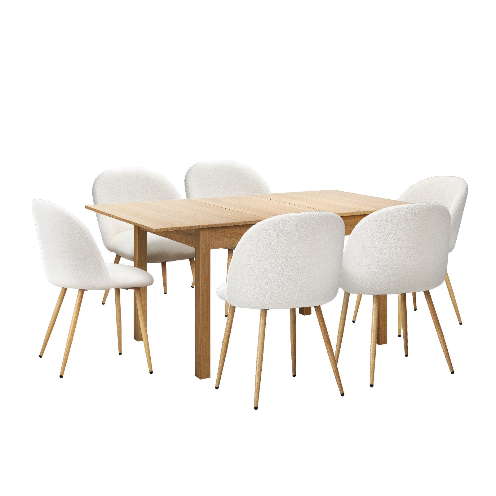 Oikiture 7pc Extenable Dining Table and Chairs Kitchen Dining Set Natural&White - Sunyee