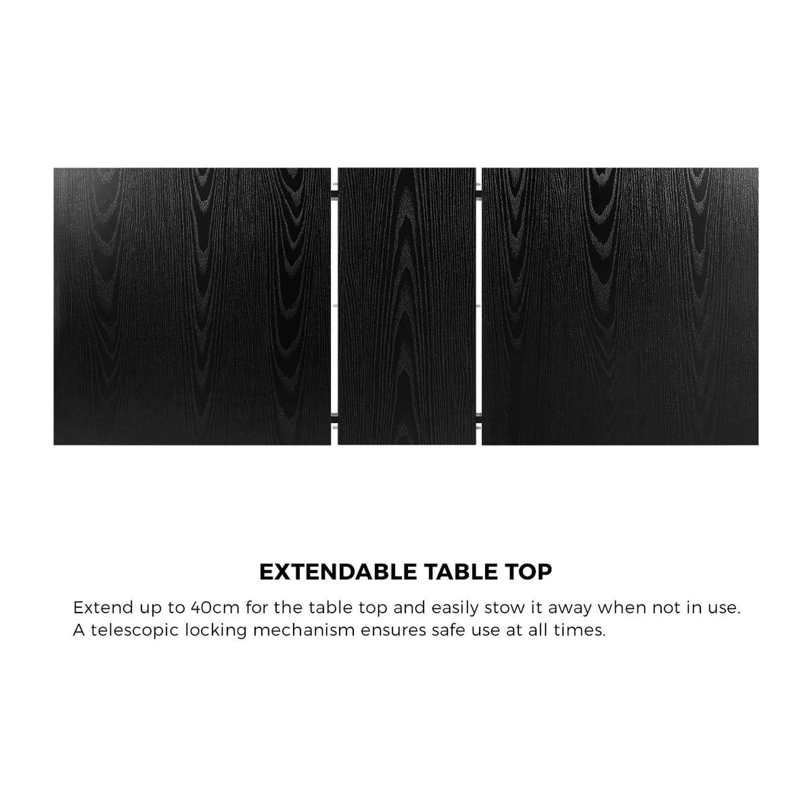 Oikiture 5pc Extenable Dining Table and Chairs Wooden Dining Set Ratten Black - Sunyee