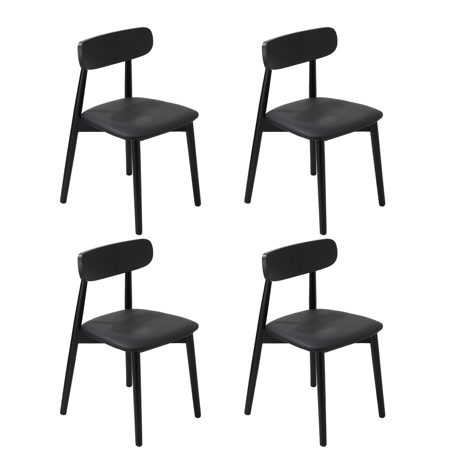 Oikiture 5PCS Dining Table Set 100cm Round Table 4 Rubberwood Dining Chairs