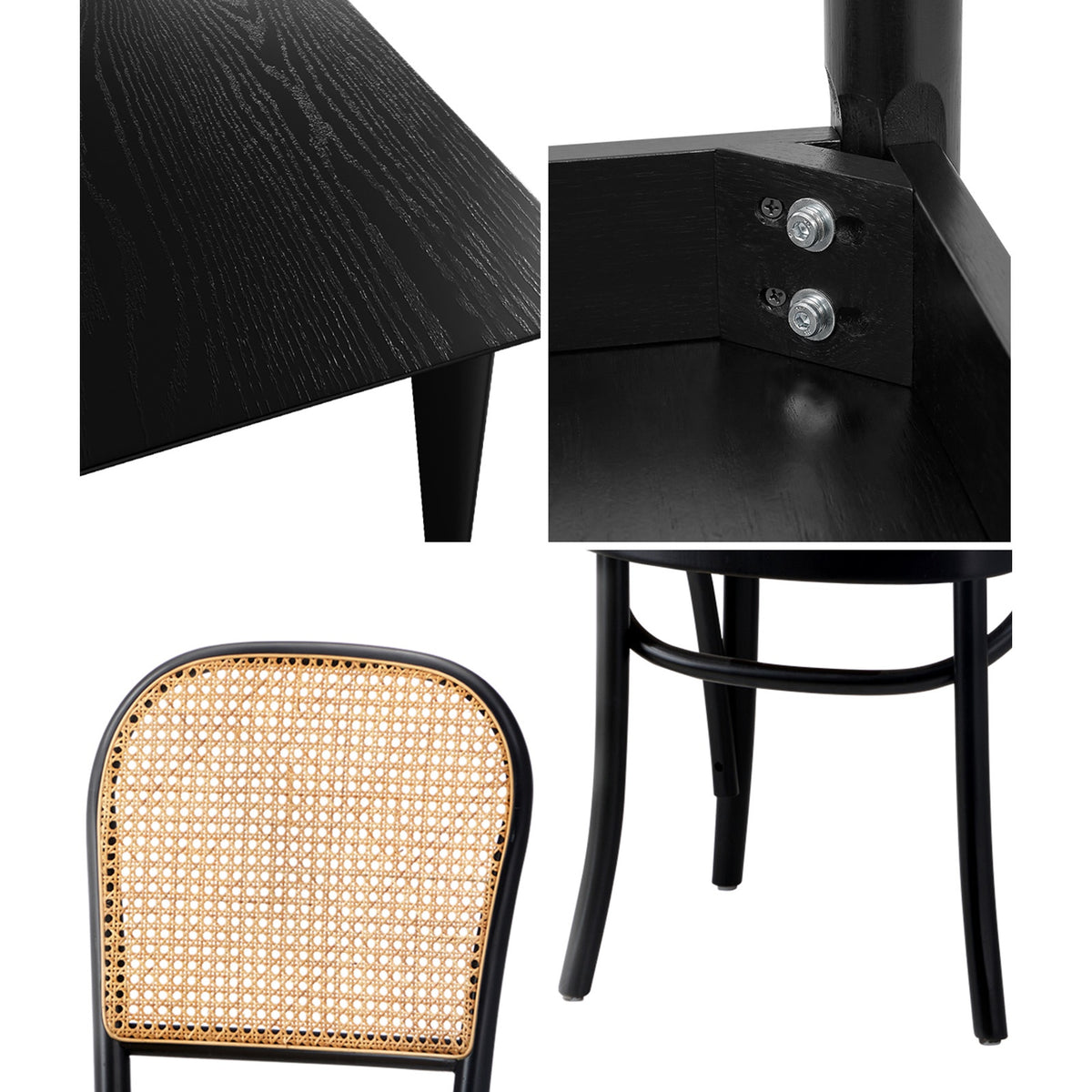 Oikiture 5PCS Dining Table Set Rectangle Dining Table and Chairs Black
