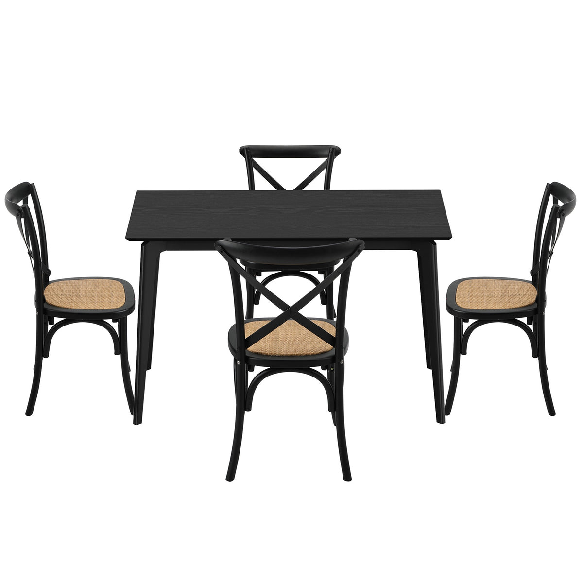 Oikiture 5PCS Dining Table Set Rectangle Table and Rubberwood Dining Chairs