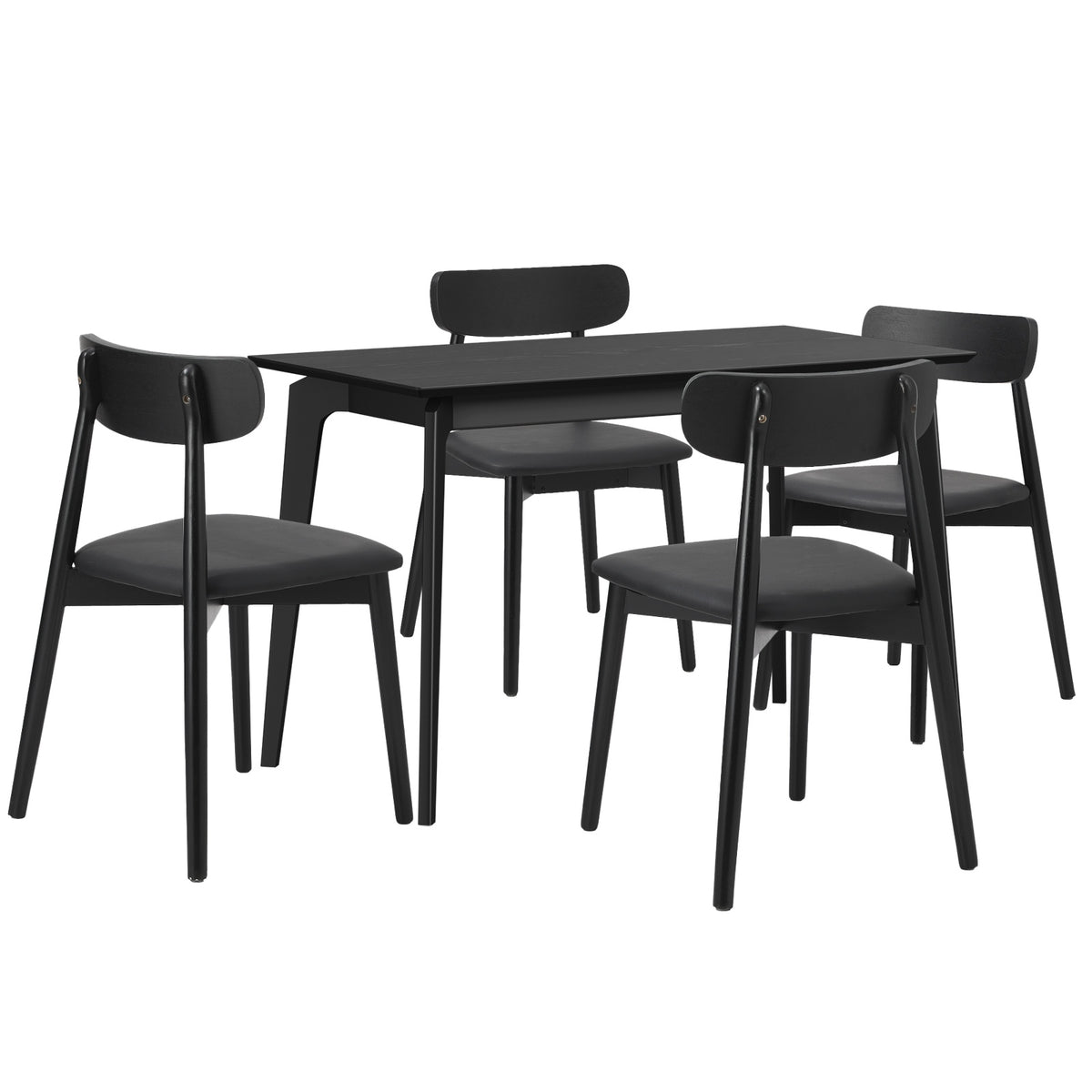 Oikiture 5PCS Dining Table Set 100cm Rectangle Dining Table and Chairs Black