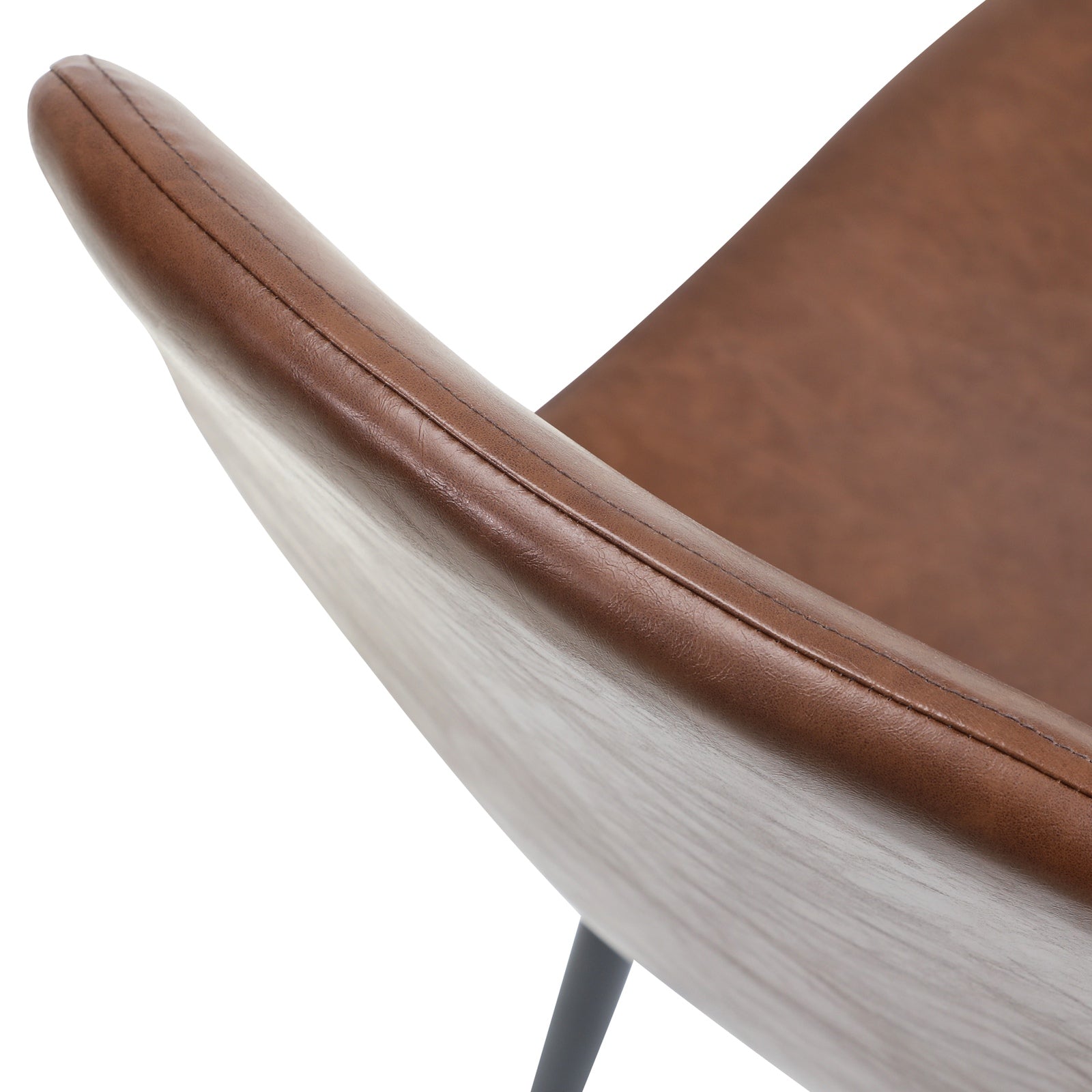 Oikiture 110cm Round Dining Table with 4PCS Dining Chairs PU Brown - Sunyee